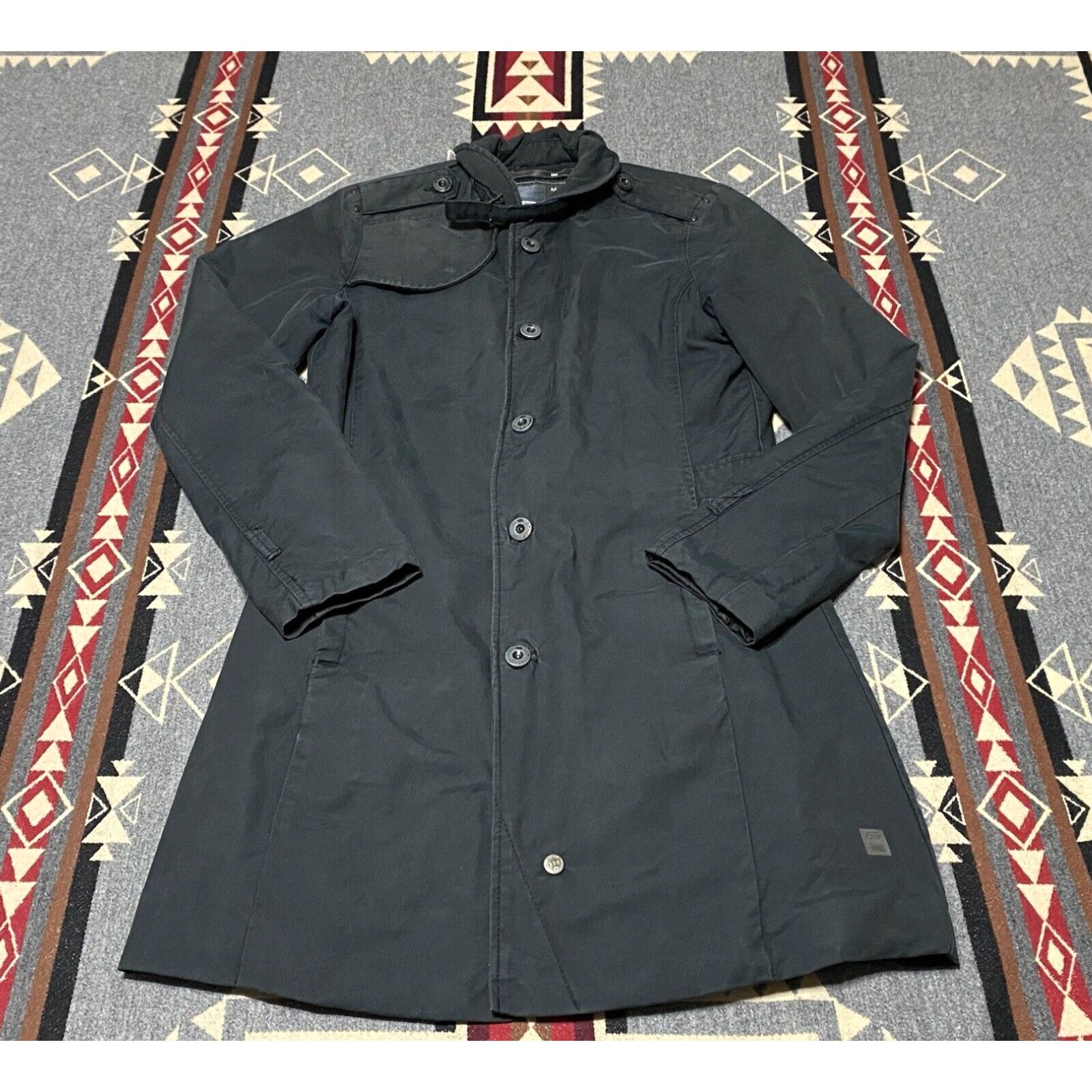 image of Vintage G Star Raw New Garber Trench Coat Jacket Black Womens Size M T44 in White