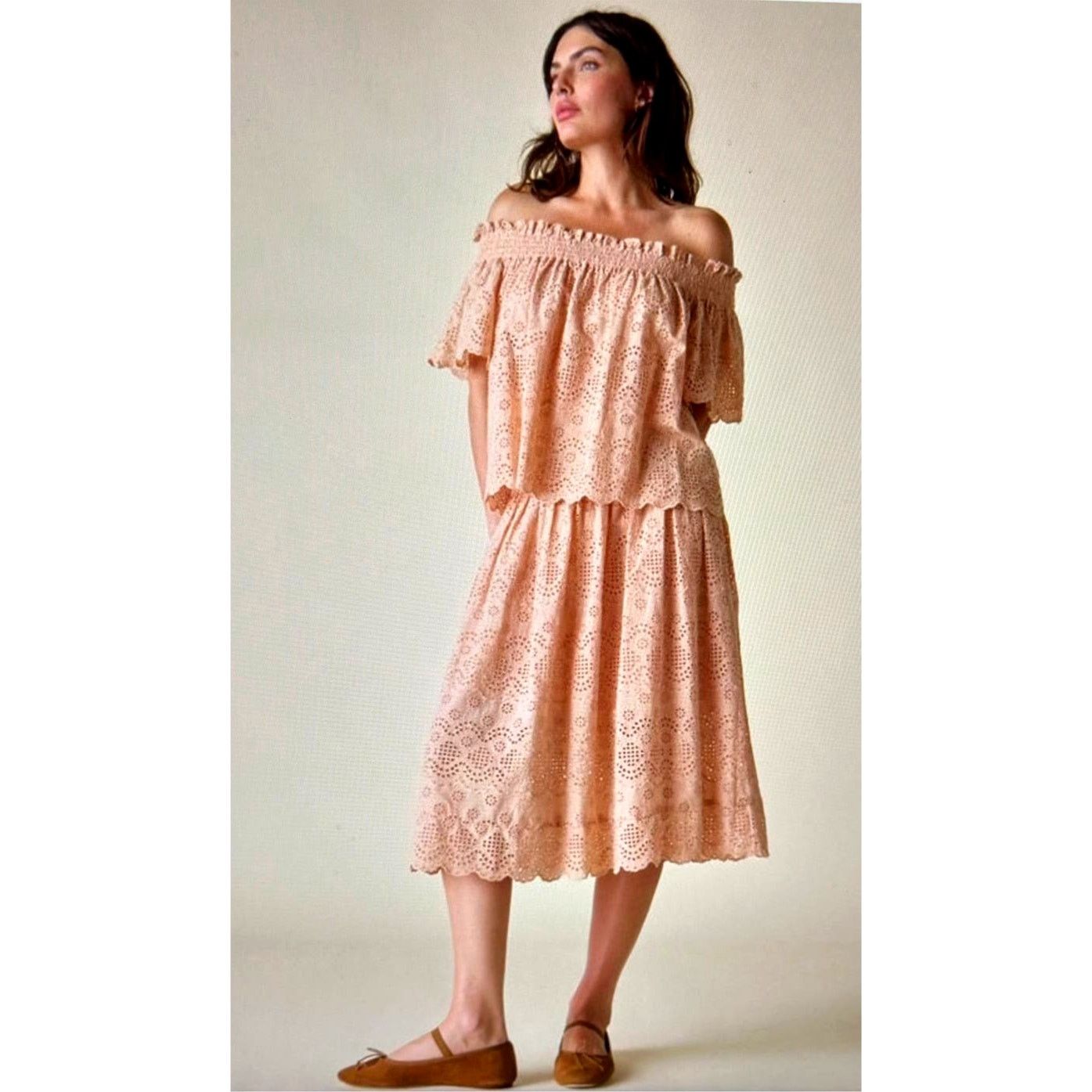 Other St Roche Winona Organic Cotton Peasant Skirt Midi Tan 4 Size 27" / US 4 / IT 40 - 6 Thumbnail