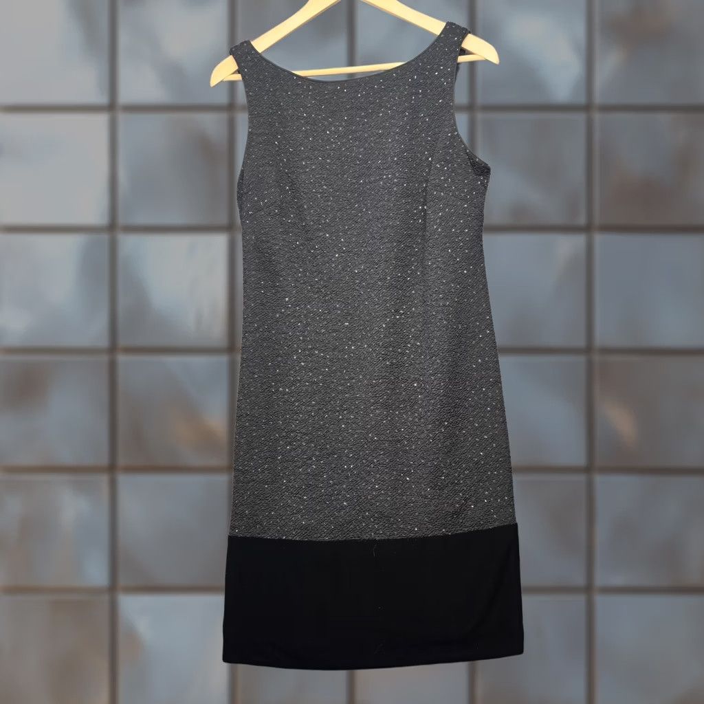 Vintage VINTAGE? Jessica Howard Dress Womens 10P Black Metallic Sheath Sleeveless Evening Velvet Knee Length Size L / US 10 / IT 46 - 1 Thumbnail