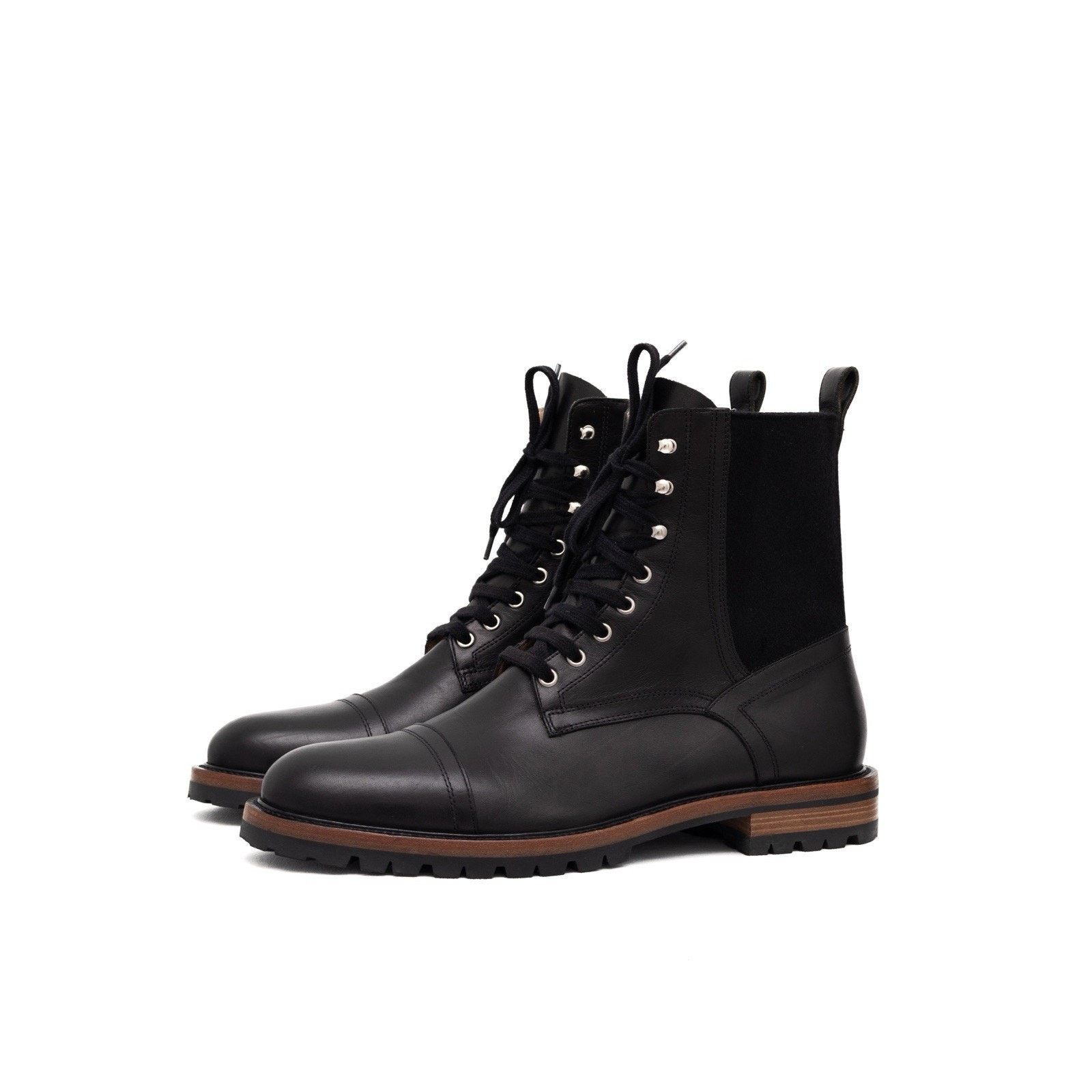 Dries Van Noten 1.3k.$ Dries Van Noten Men's Black Leather Cap-Toe Boot US11 Size US 11 / EU 44 - 2 Thumbnail