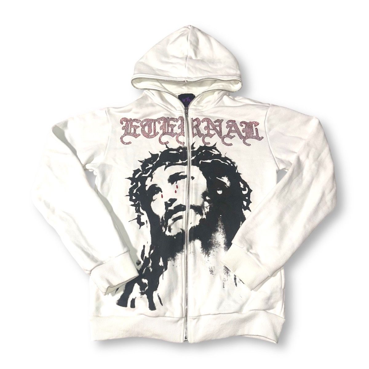 Eternal Artwear Cry of Christ Jesus Full Zip Up White Hoodie