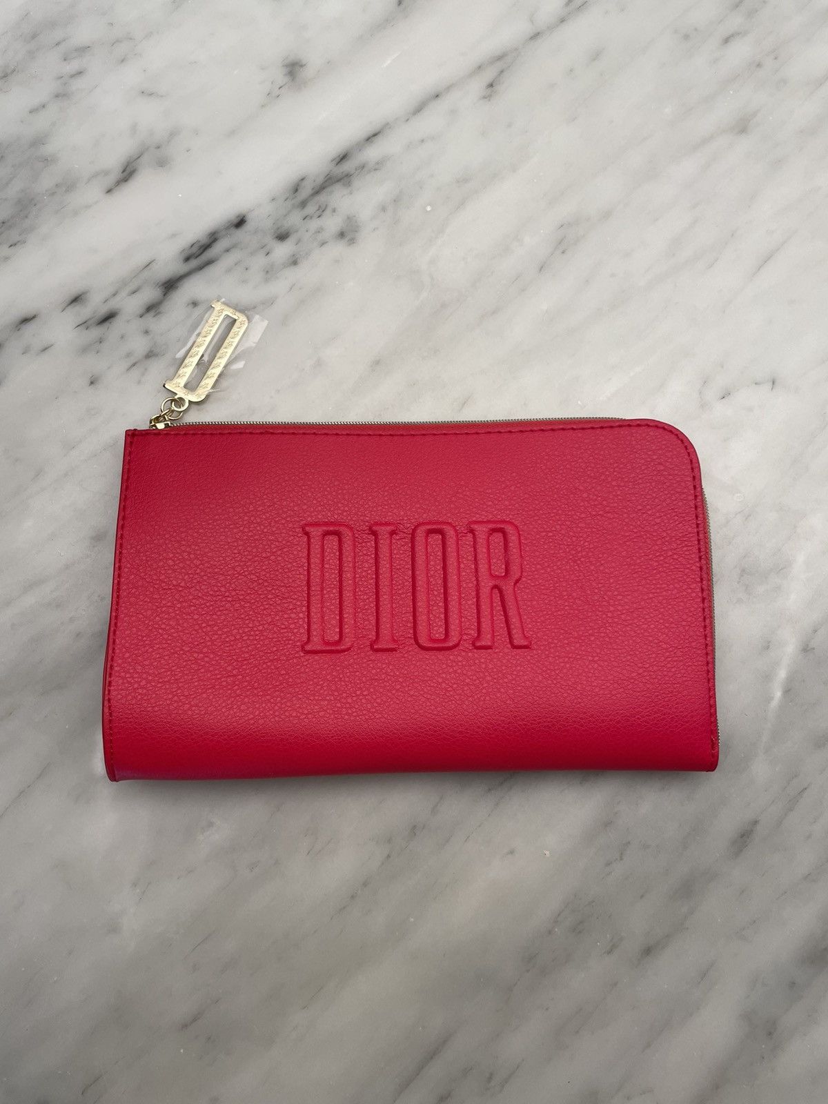 Dior Red leather Dior cosmetic bag pouch parfums beauty Grailed