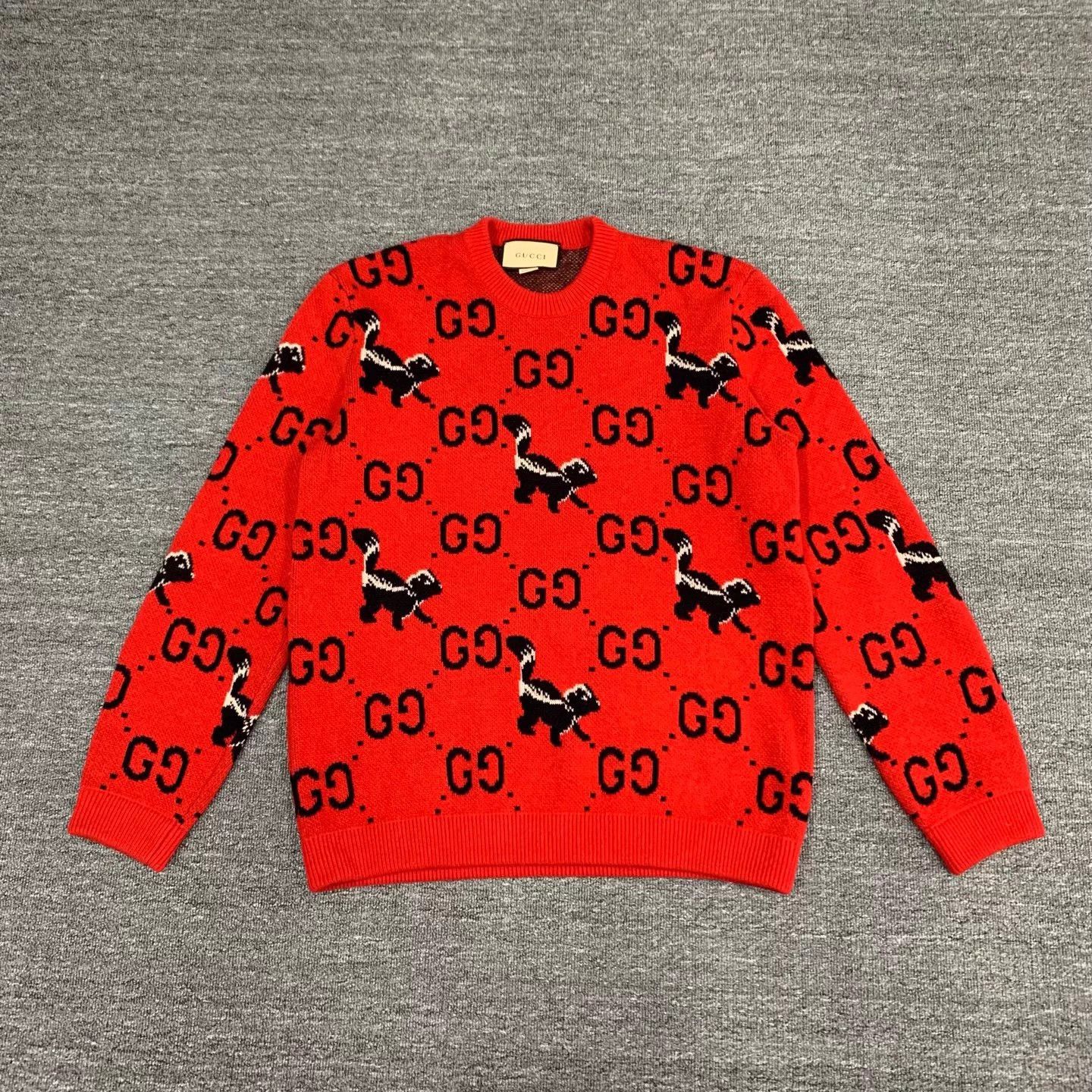 Gucci GUCCI Red Squirrel GG Wool Sweater M 95 New Size US M / EU 48-50 / 2 - 1 Thumbnail