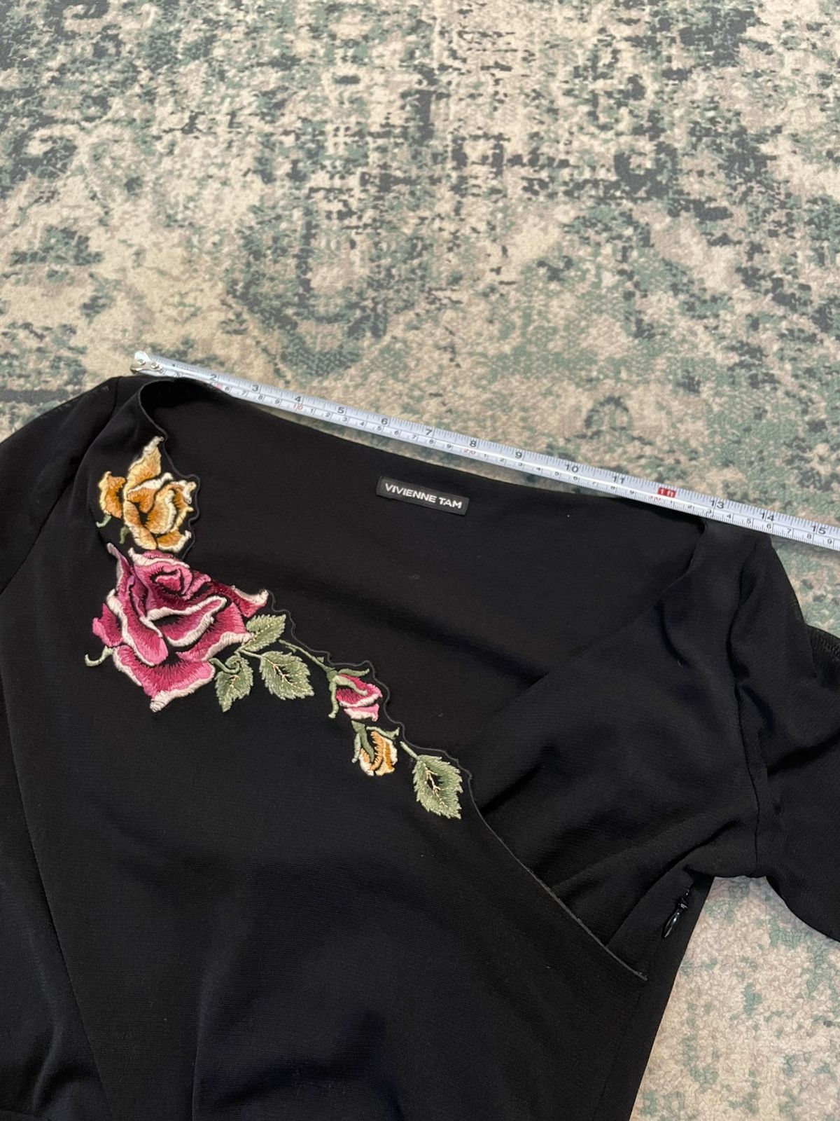 Vivienne Tam SS98 Vivienne Tam Flower Embroidery Layered Black Dress Size XS / US 0-2 / IT 36-38 - 17 Thumbnail