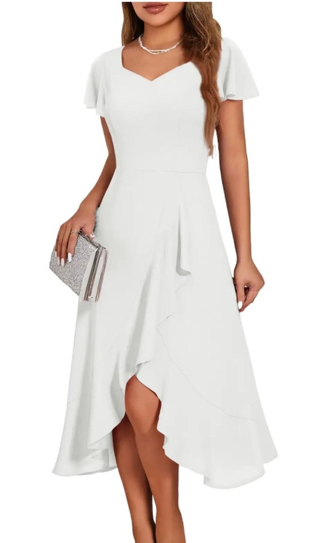 Homage Women's HOMRA White Ruffle Midi Dress L Size L / US 10 / IT 46 - 1 Thumbnail