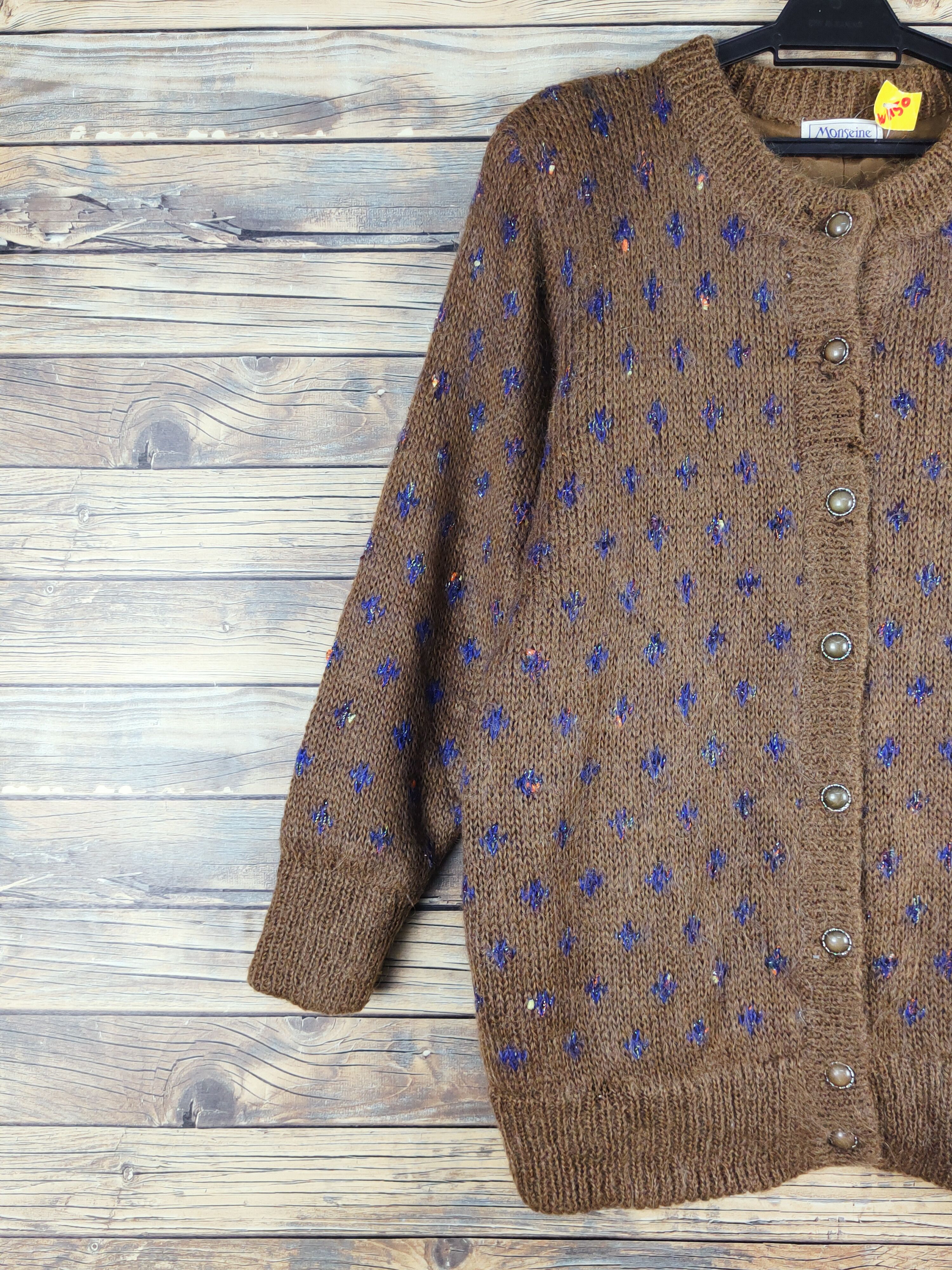 Japanese Brand Mouseine Dark Brown Knitwear Cardigan #W1150 Size L / US 10 / IT 46 - 3 Thumbnail