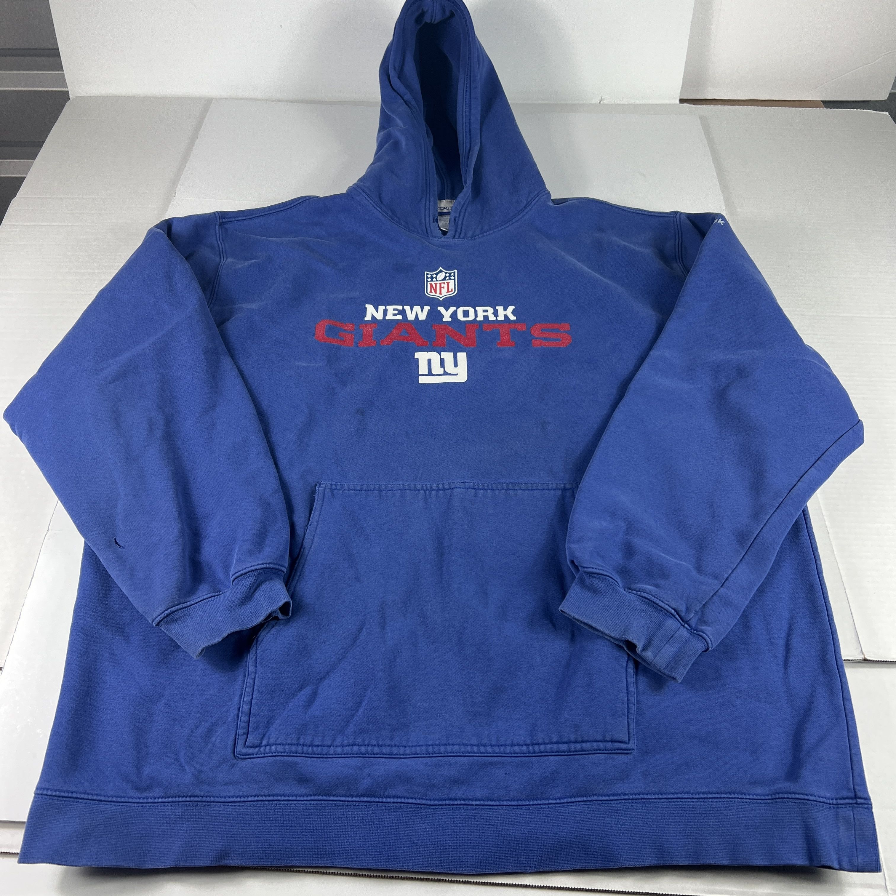 NFL × Reebok Y2K Reebok New York Giants Sweatshirt Blue Thrashed Hoodie Size US XXL / EU 58 / 5 - 1 Thumbnail