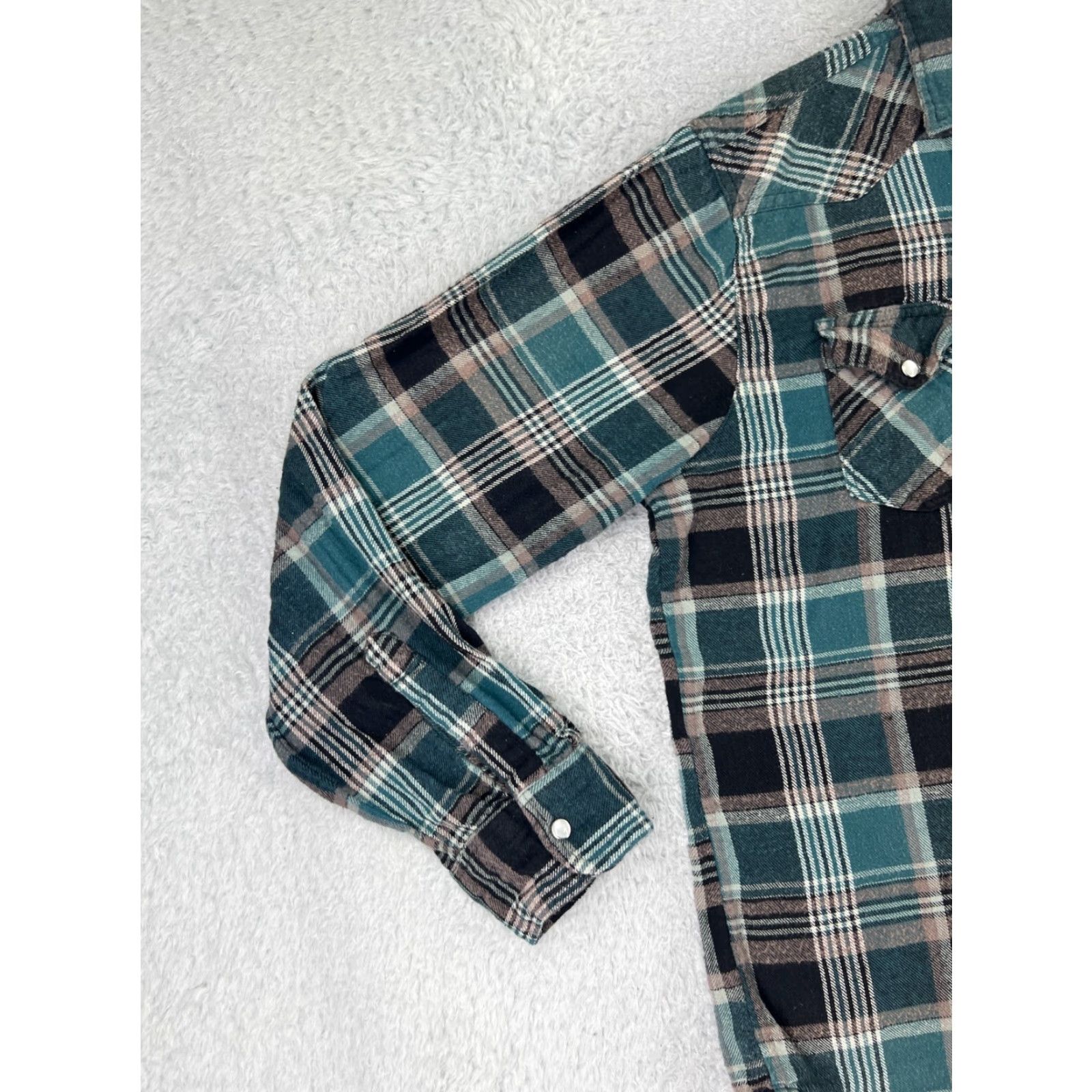 Haband VINTAGE Diamond Jack Shirt Mens Large Green Black Plaid Flannel Long Sleeve Pearl Snap Size US L / EU 52-54 / 3 - 6 Thumbnail