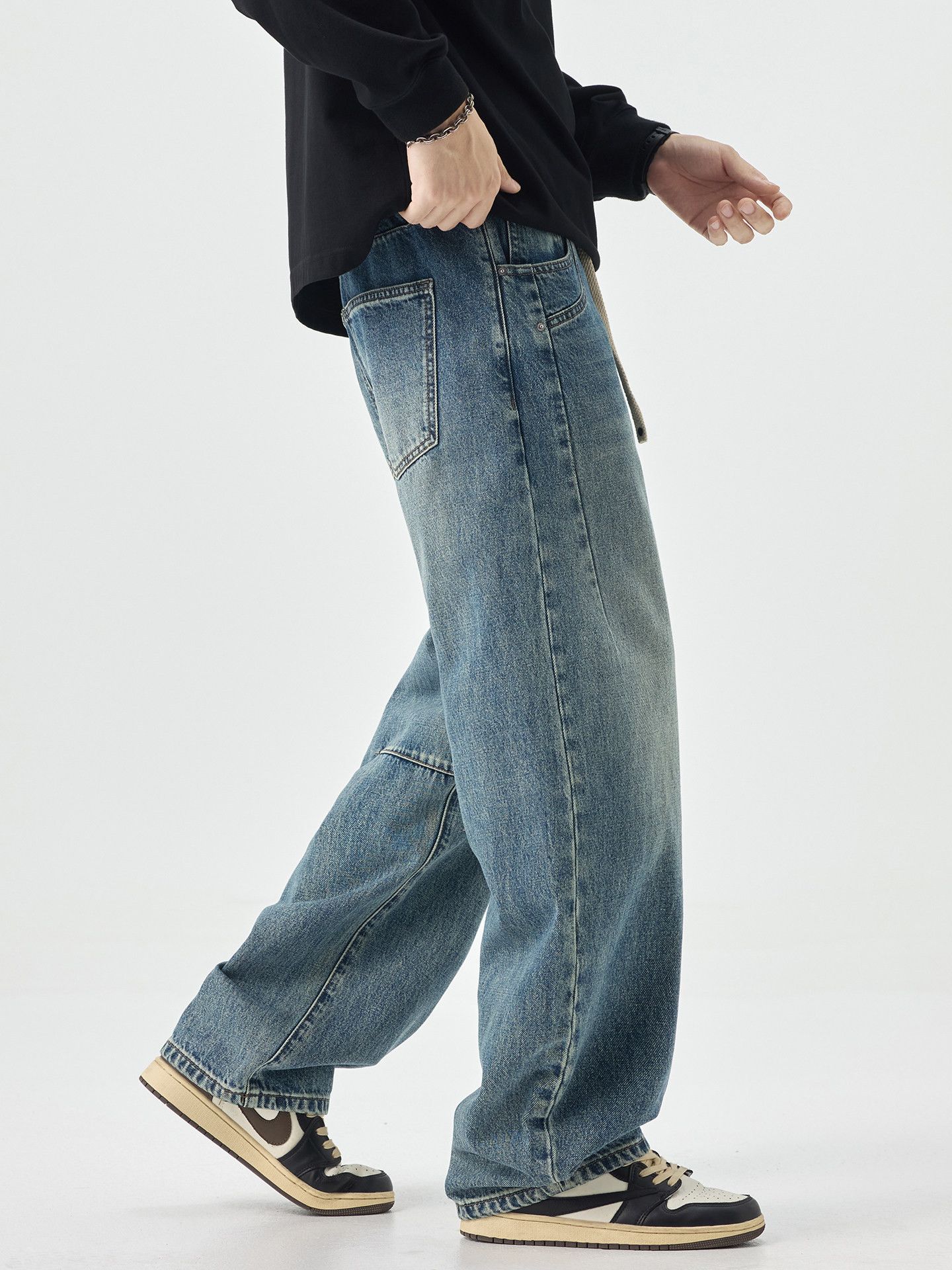 Vintage American high street men's loose straight leg curved jeans Size US 32 / EU 48 - 4 Thumbnail