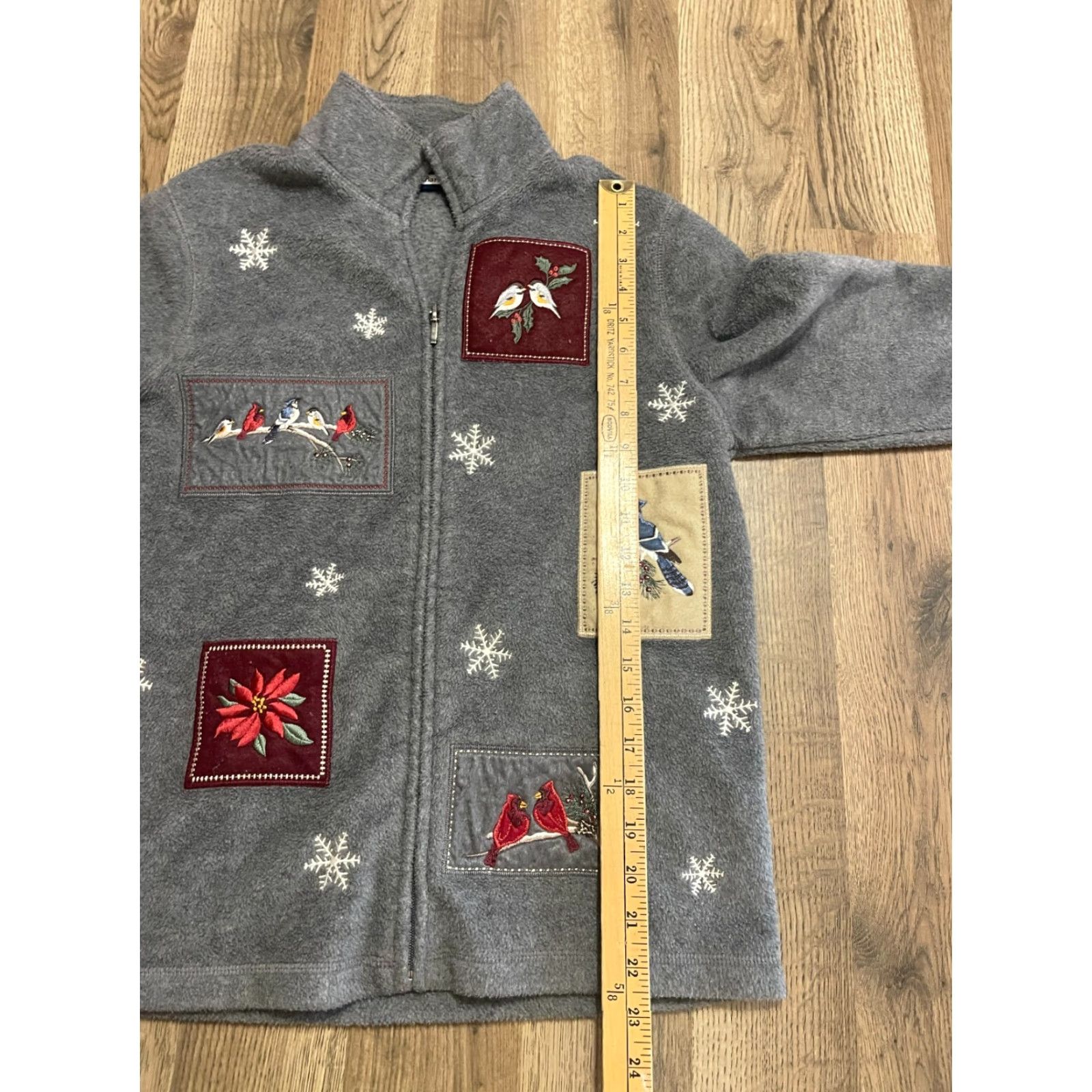 Croft & Barrow VINTAGE CROFT&BARROW Sweater (Womens) Gray Full Zip Winter Fleece Patches Size S - Casual, Regular Fit, Ladies Size S / US 4 / IT 40 - 6 Thumbnail