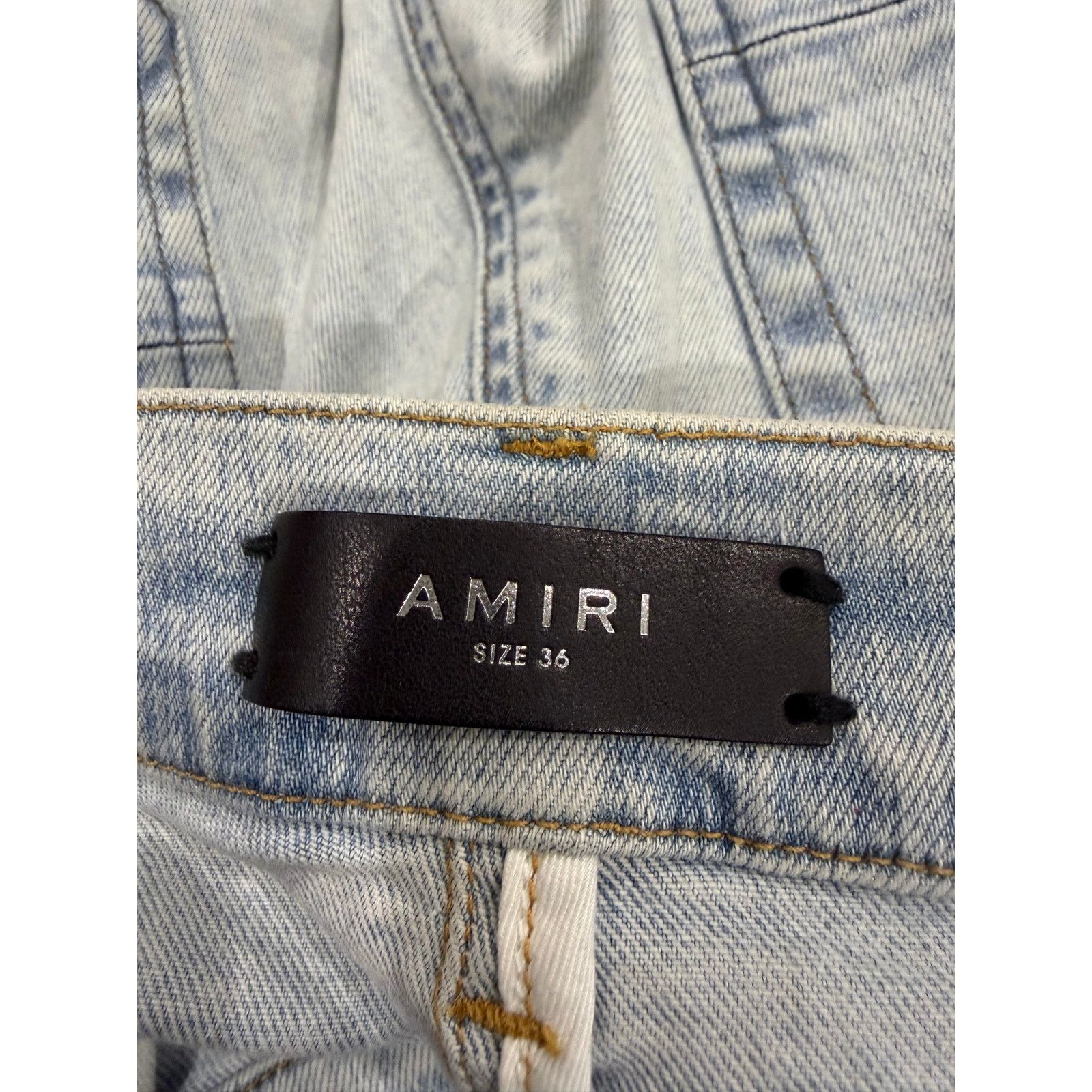 Amiri Amiri Bleached Rainbow Crystal Light Wash Jeans Size US 36 / EU 52 - 2 Thumbnail
