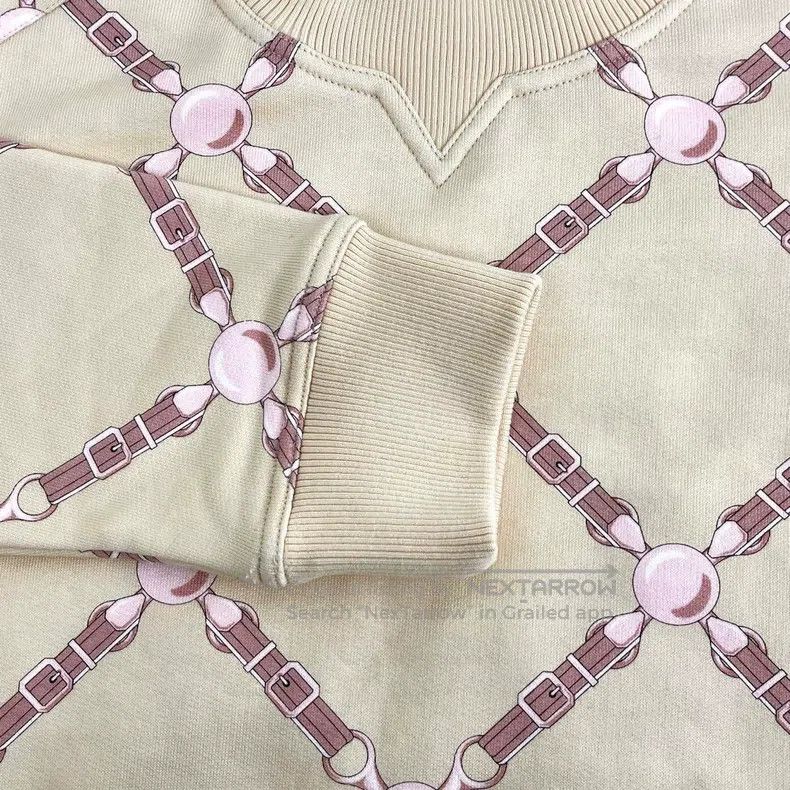 Hermes Hermes SS22 Geometric Pattern Full Print Sweatshirt, Beige Size XS / US 0-2 / IT 36-38 - 5 Thumbnail