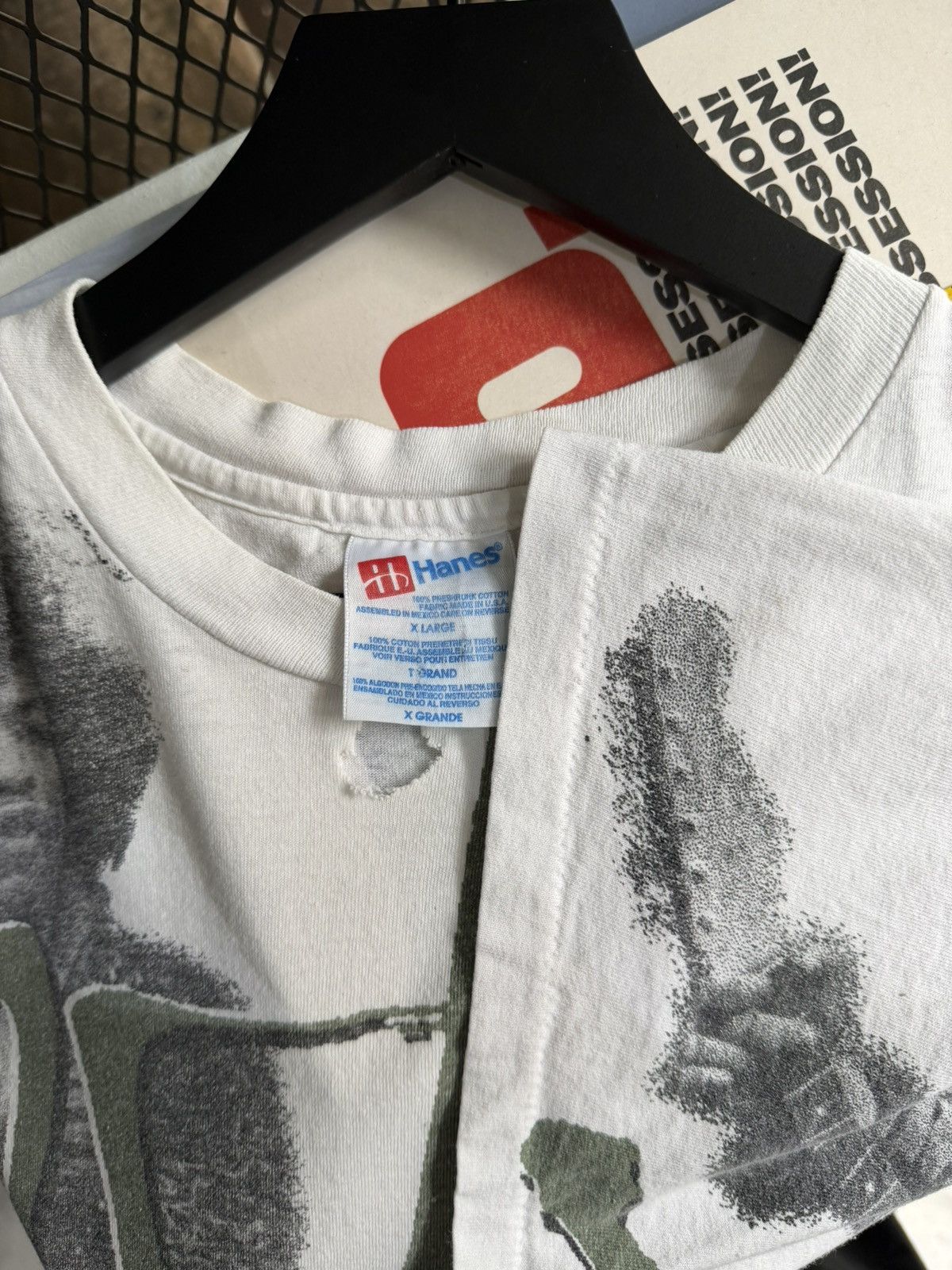Jimi Hendrix Vintage 1990s Jimi Hendrix AOP Trashed Tee Size US XL / EU 56 / 4 - 6 Thumbnail