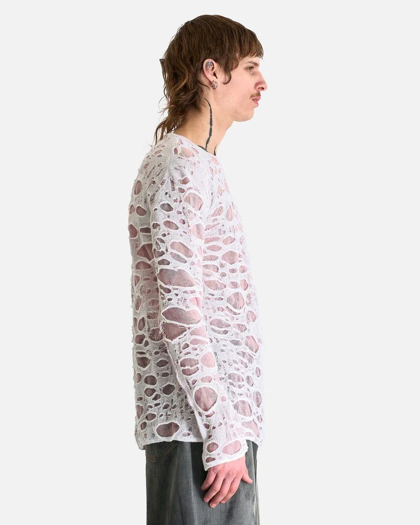 Acne Studios o1s1v1r1oon0825 Sheer Knitwear Long Sleeve in White/Pink Size US M / EU 48-50 / 2 - 3 Thumbnail