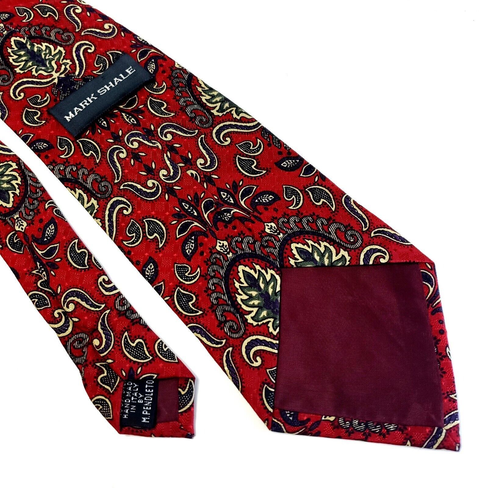 Designer Mark Shale Jacquard Red Floral Woven Silk Tie Size ONE SIZE - 5 Thumbnail