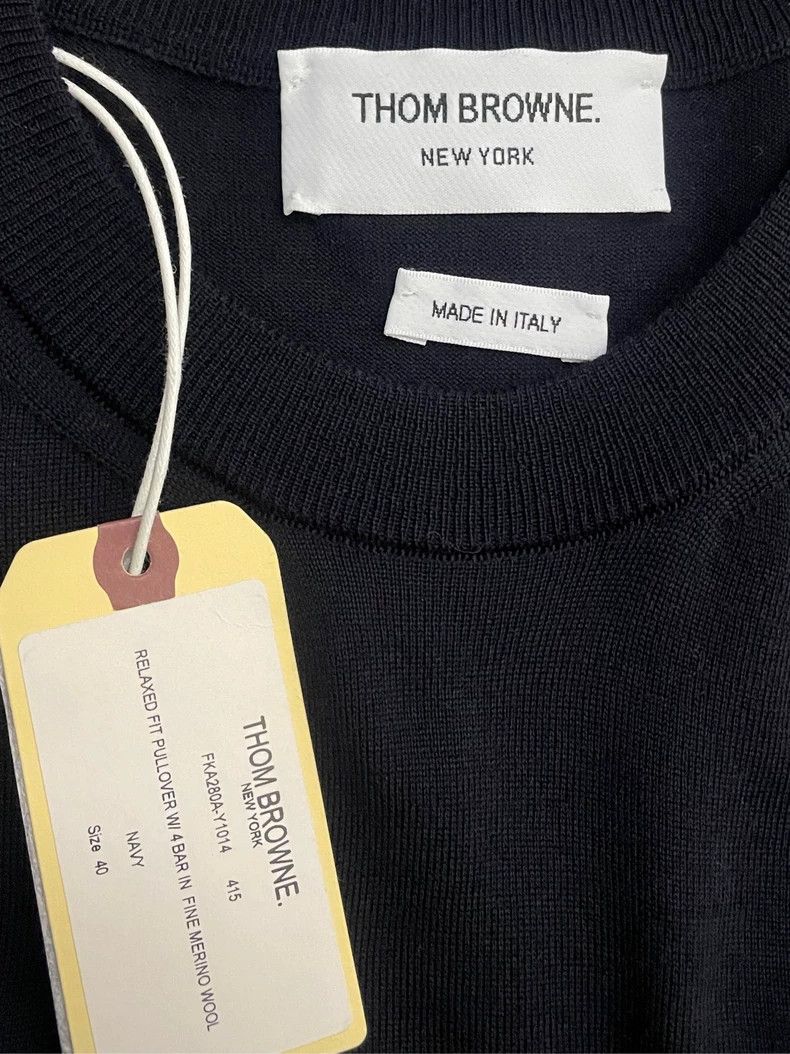 Thom Browne Thom browne Dark blue four-striped wool knitted sweater 250 Size US XXS / EU 40 - 5 Thumbnail