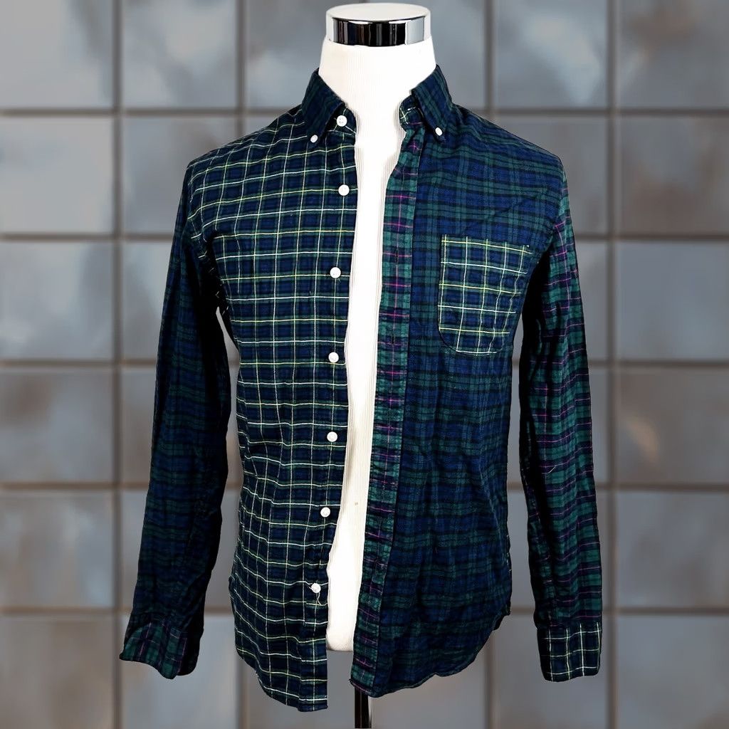 J.Crew J.CREW Shirt Slim Small Broken In Oxford Blue Green Tartan Patchwork Plaid Button-Down Collar Mens Regular Short Sleeve: error Size US S / EU 44-46 / 1 - 1 Thumbnail