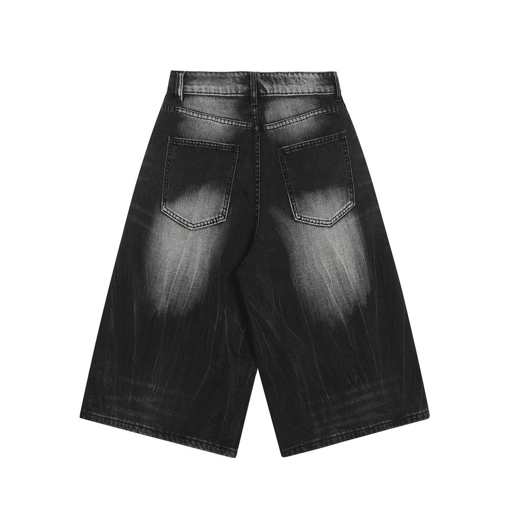 Japanese Brand × Jean Distressed washed cracked men's workwear denim shorts Size US 34 / EU 50 - 2 Thumbnail