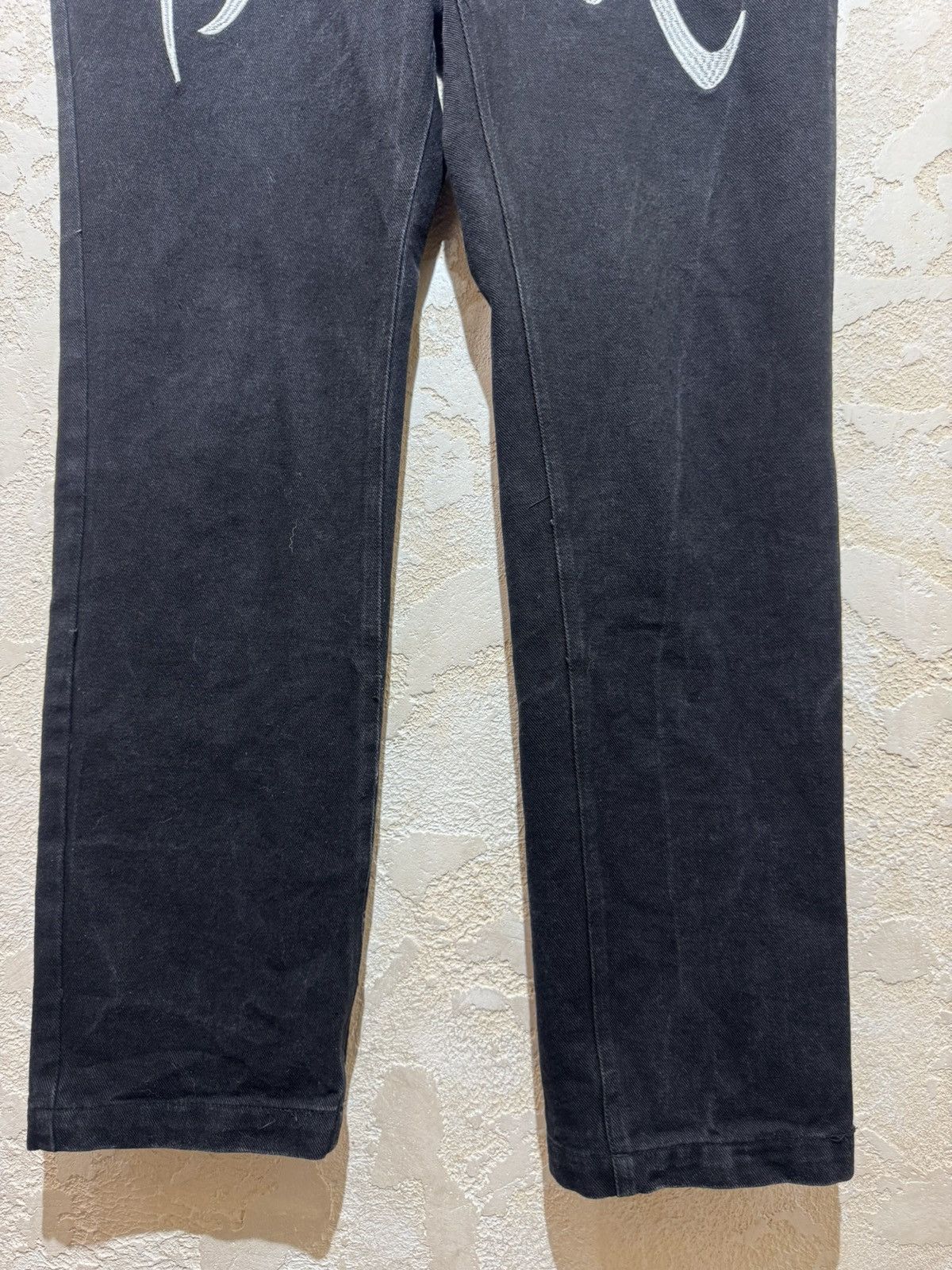 Revenge Embroidered Denim Jeans Black/White