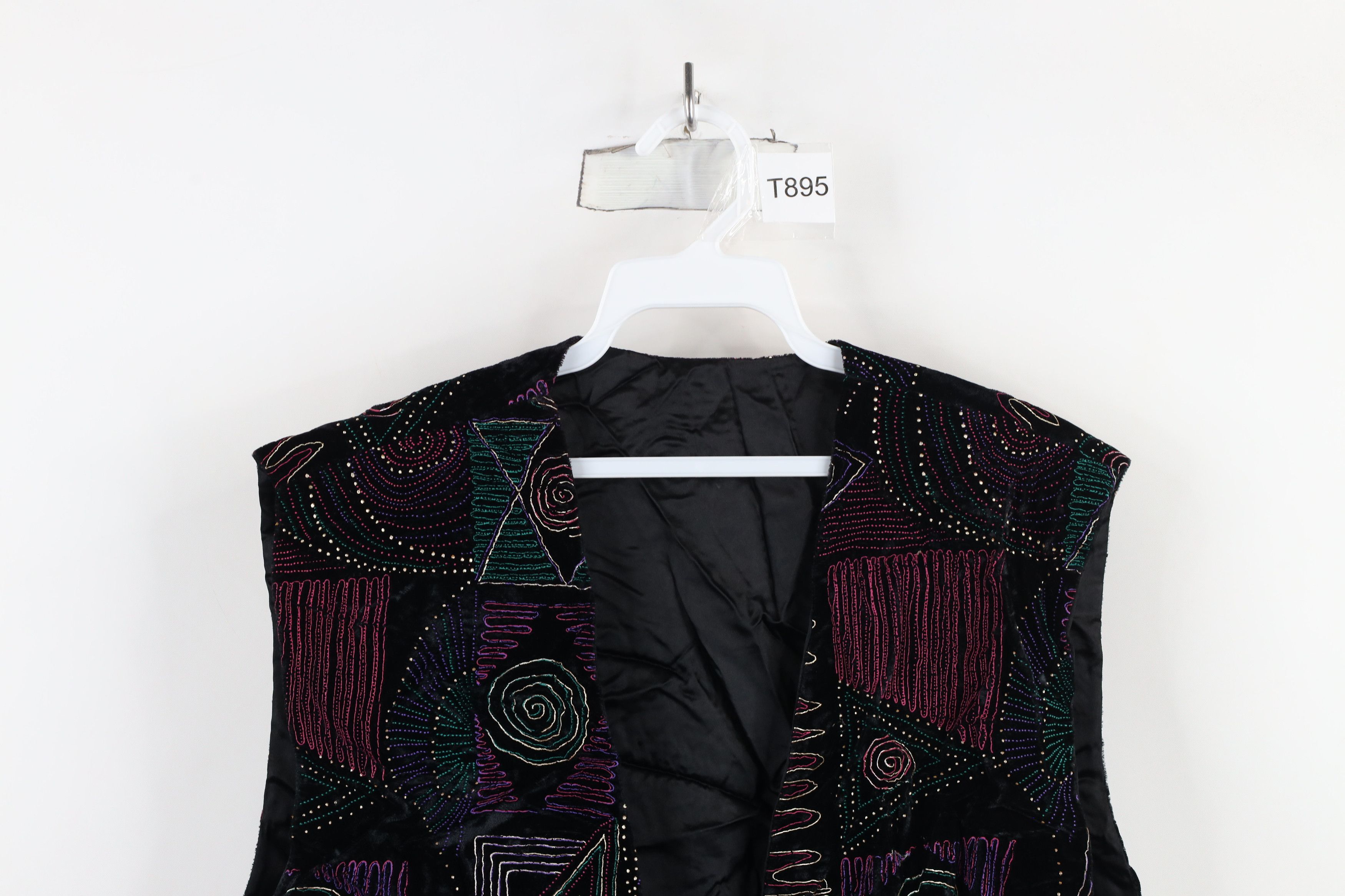 Vintage Vintage 90s Streetwear Geometric Velvet Velour Vest Jacket Size M / US 6-8 / IT 42-44 - 2 Thumbnail