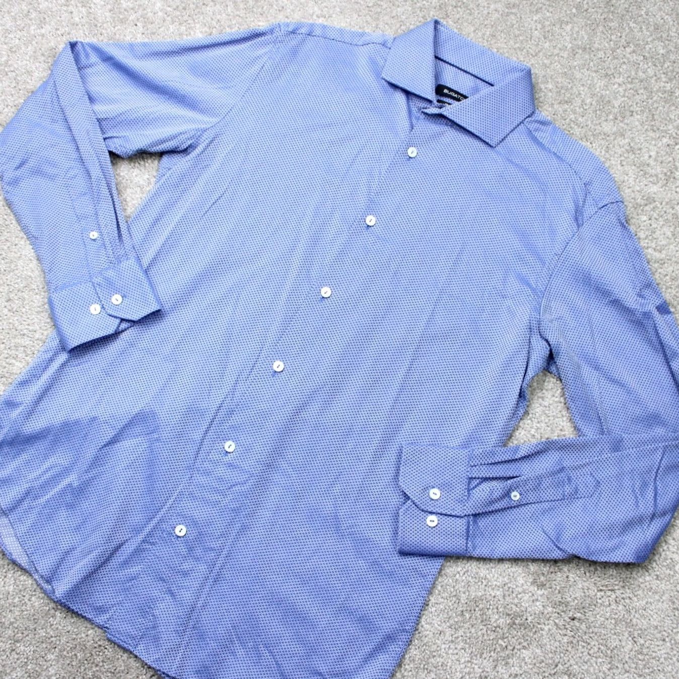 BUGATCHI Bugatchi Uomo Shirt Mens 15 1/2, 34/35 Blue Geometric Shaped Fit Cotton Long Sleeve Shirt Mens Size US L / EU 52-54 / 3 - 4 Thumbnail