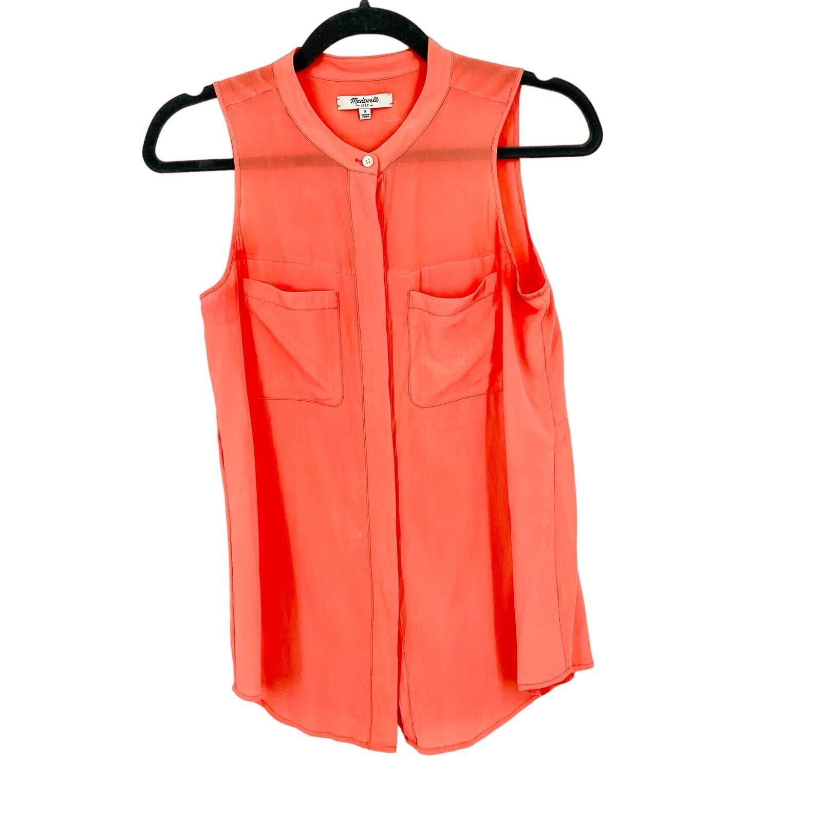 Madewell Madewell Coral Silk Button Down Lightweight Tank Size Small Size S / US 4 / IT 40 - 1 Thumbnail