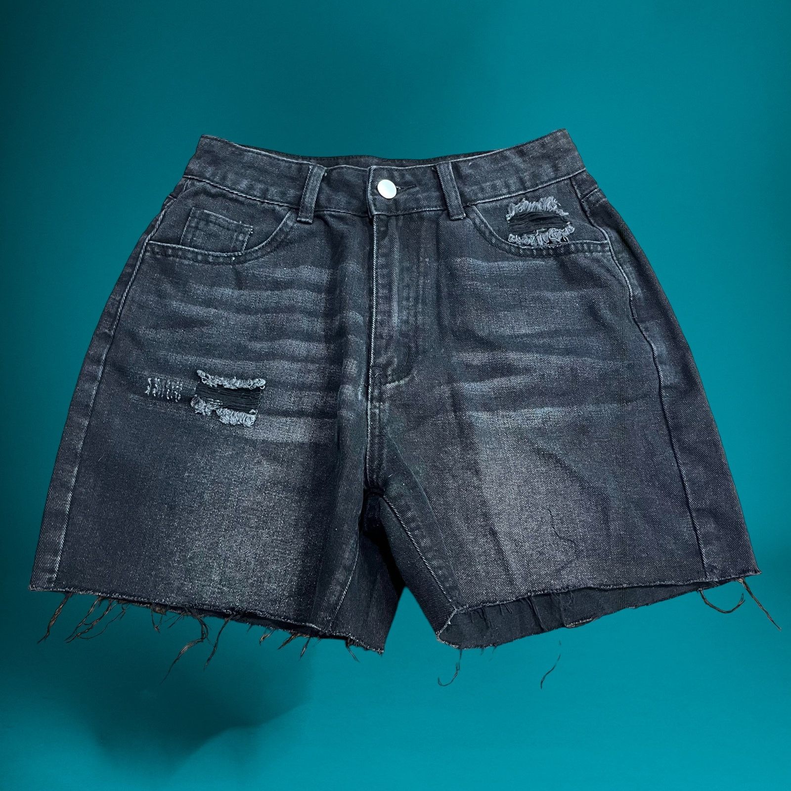 Shein Shein High-Rise Distressed Mom Shorts Raw Hem Cut Offs AA-14 Size 26" / US 2 / IT 38 - 1 Thumbnail