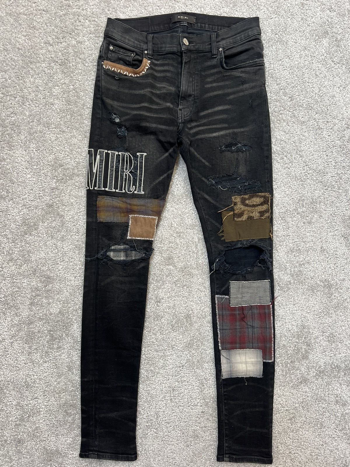 Amiri Amiri Grunge Destroyed Spliced Patch Mx-1 Jeans Size 31 Size US 31 - 2 Thumbnail