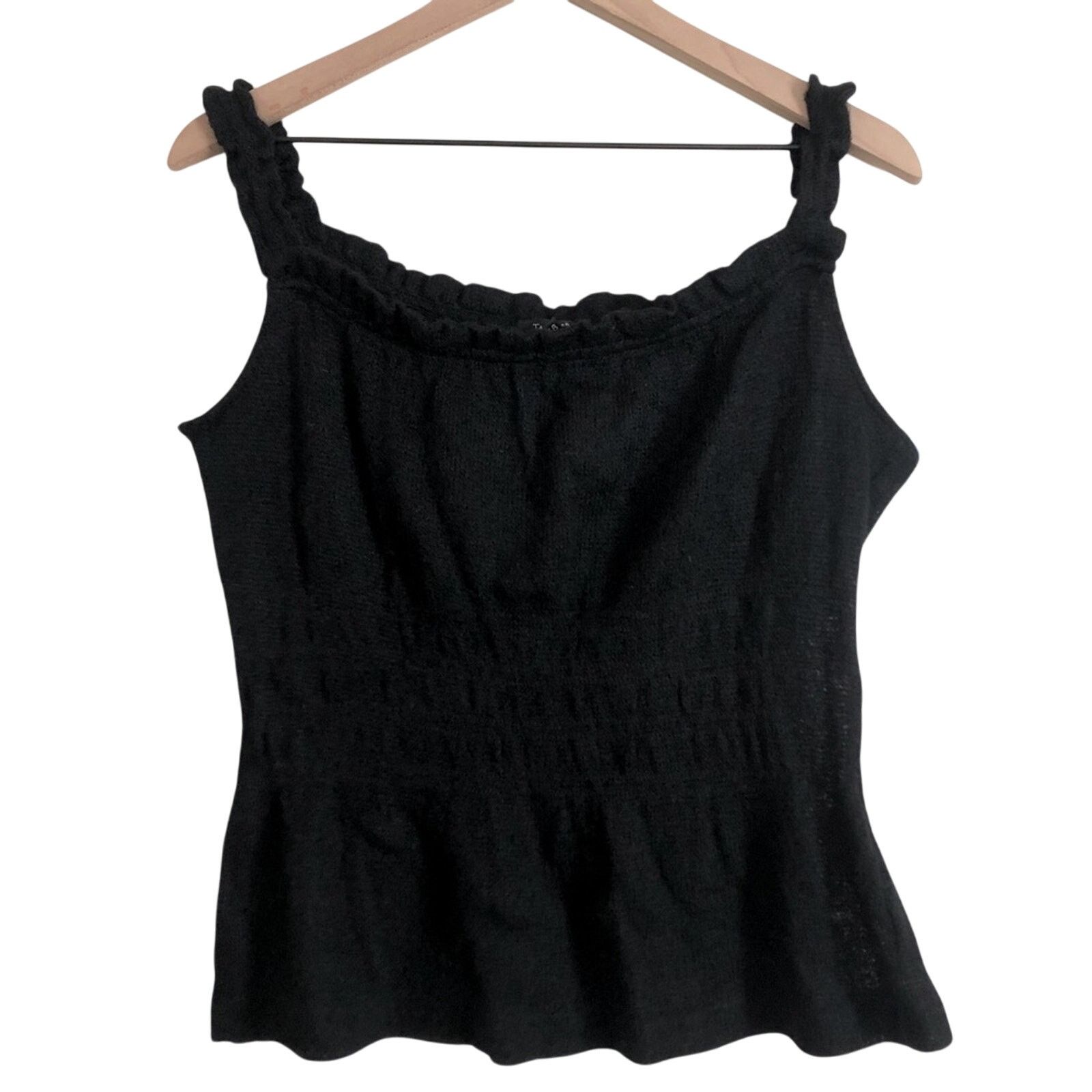 Tara Jarmon Tara Jarmon Kemi Black Knit Mohair Ruffle Peplum Tank Top Size M / US 6-8 / IT 42-44 - 1 Thumbnail