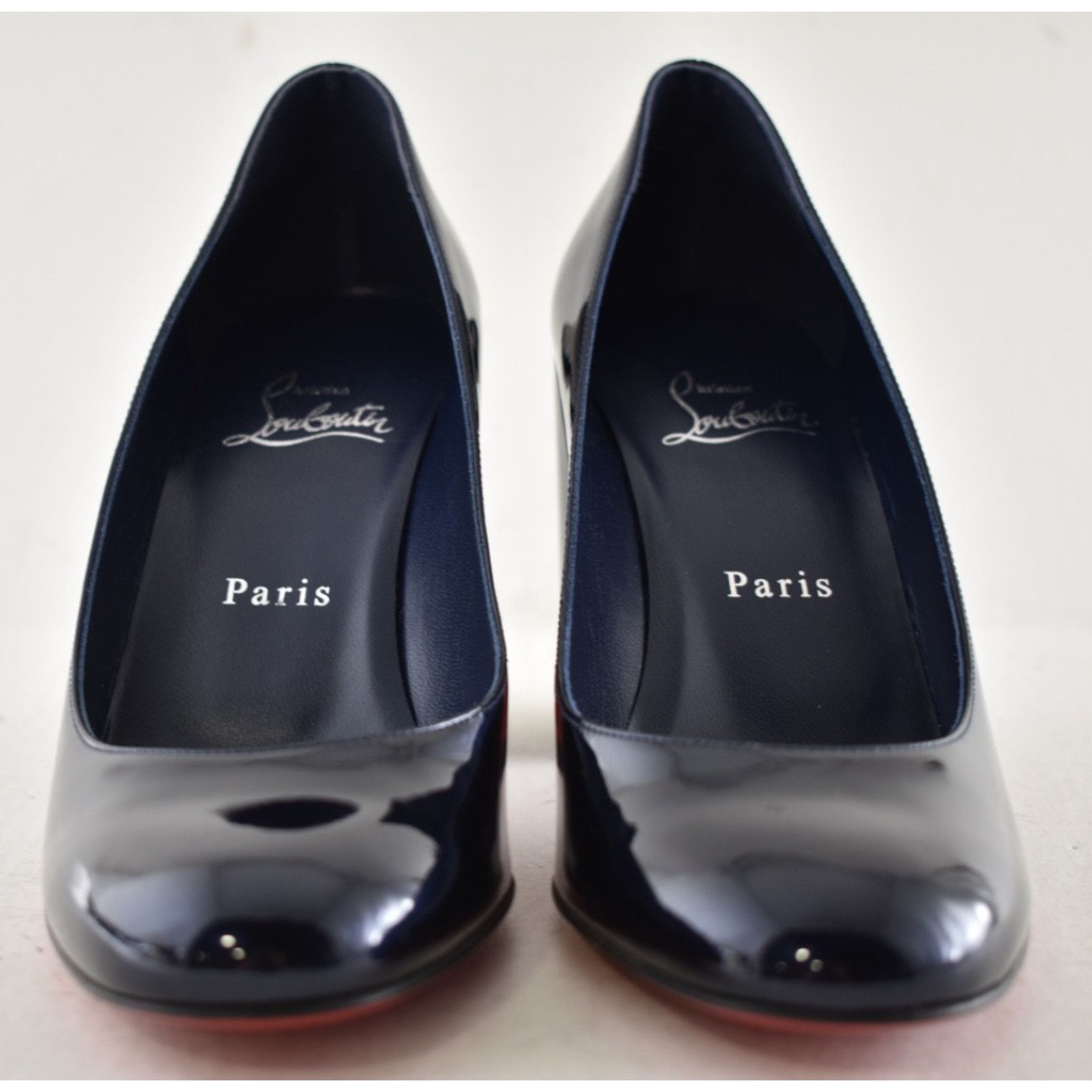 Christian Louboutin Louboutin Miss Sab 85 Zaffiro Navy Patent Block Heel Pump 37 Size US 7 / IT 37 - 10 Thumbnail