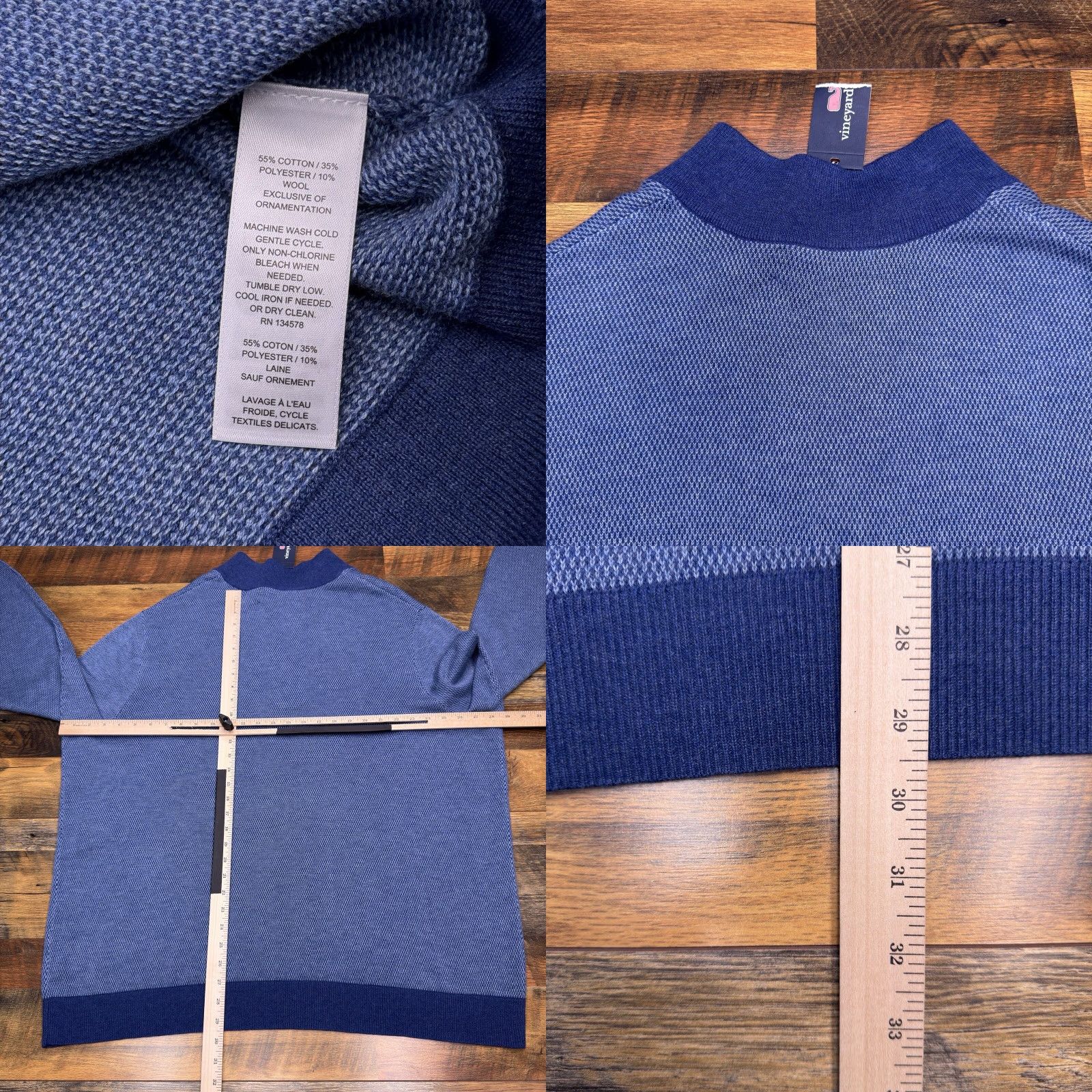 Vineyard Vines Vineyard Vines Sweater 1/2 Zip Mens Big 2X Blue Mock Neck Embroidered Logo Zipper Knit Pullover Regular Style Casual Winter Fall Spring Size US XXL / EU 58 / 5 - 8 Thumbnail