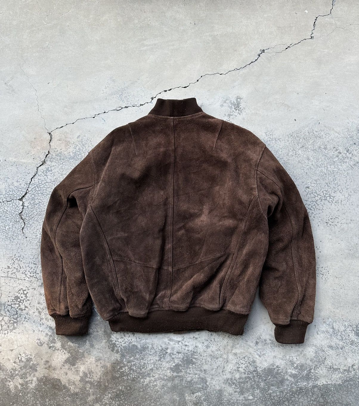 Vintage Vintage Brown Suede Leather Bomber Jacket Size US L / EU 52-54 / 3 - 11 Thumbnail