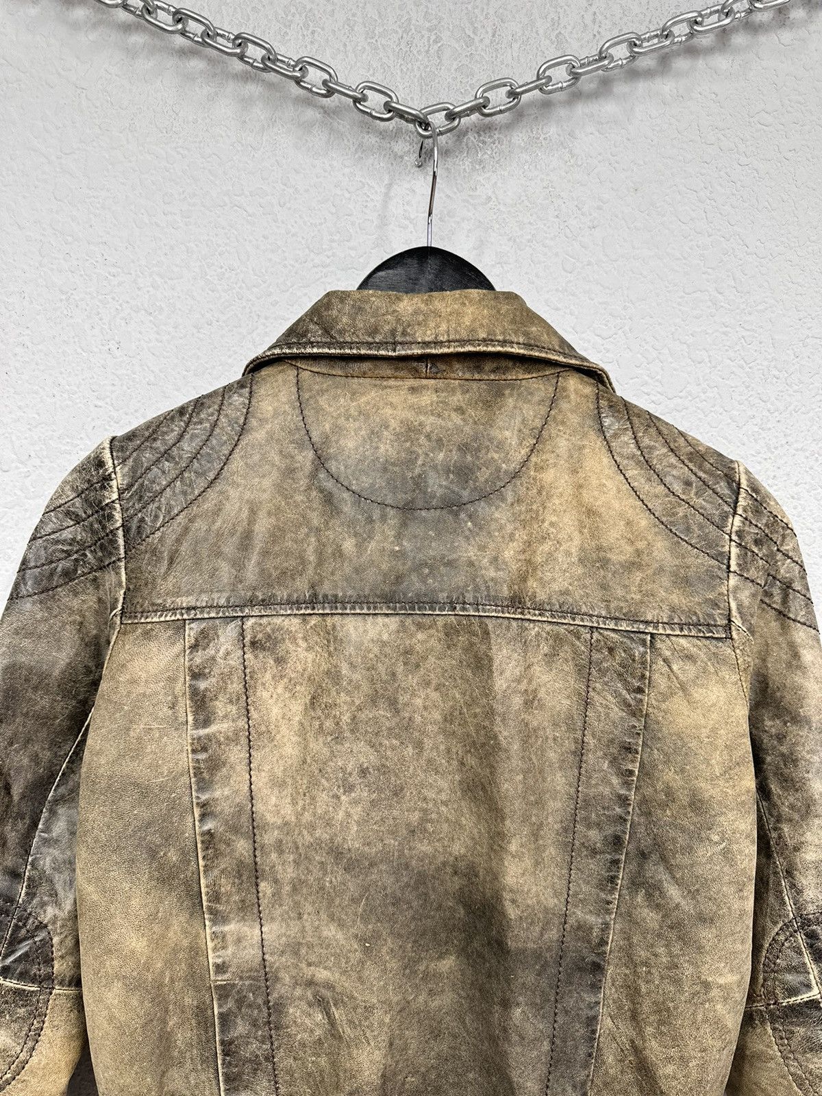 14th Addiction Vintage Leather Jacket Y2K Faded Rick Owens Style Diesel GOA Size S / US 4 / IT 40 - 12 Thumbnail