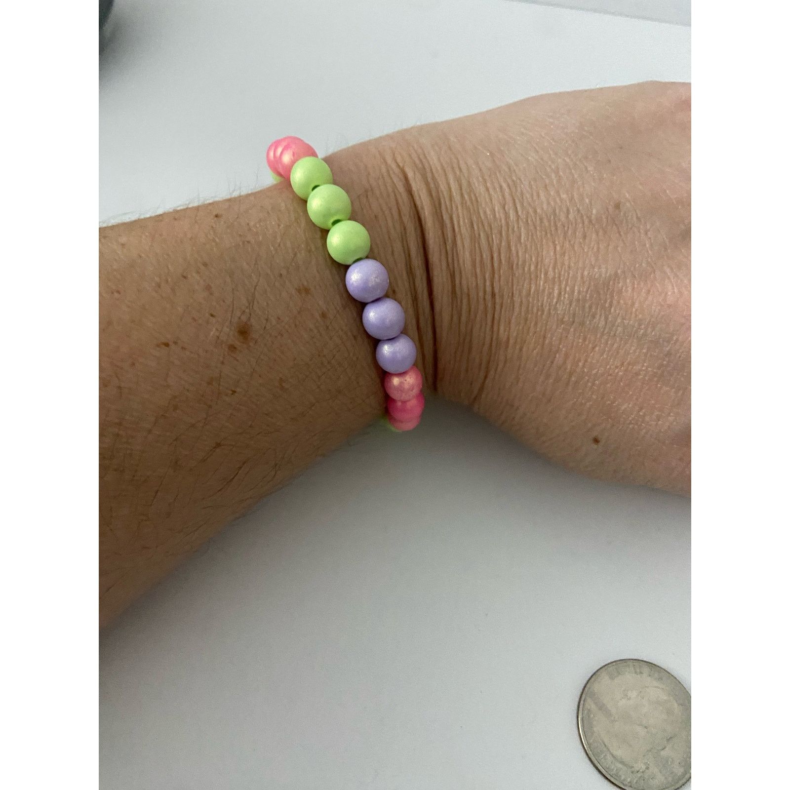 Handmade Colorful Acrylic bead stretchy bracelet Size ONE SIZE - 1 Thumbnail