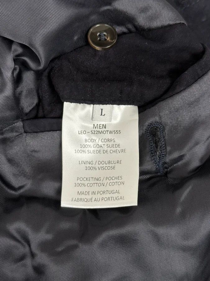Vintage SS2022 Officine Generale Navy Suede Leather Buttoned Classy Jacket Size US L / EU 52-54 / 3 - 12 Thumbnail