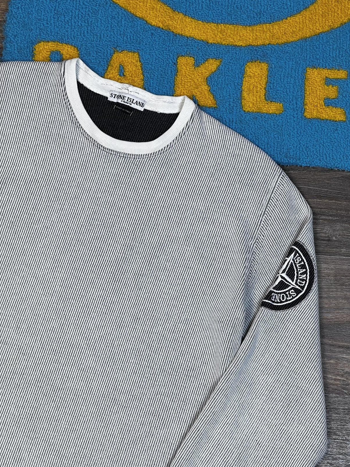 Stone Island Vintage Stone Island Embroidered Logo Stripped Grey Sweater Size US L / EU 52-54 / 3 - 4 Thumbnail