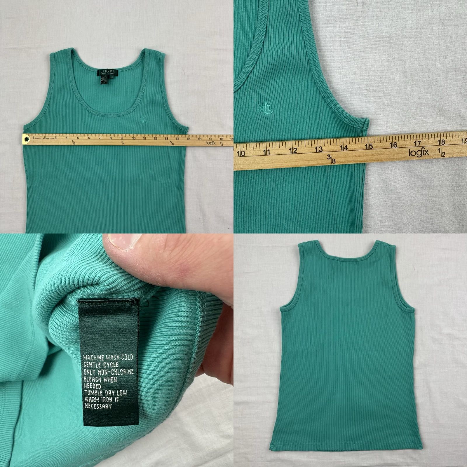 Ralph Lauren VINTAGE Lauren Ralph Top Womens M Blue Tank Teal Y2K Designer Boho USA Size M / US 6-8 / IT 42-44 - 8 Thumbnail