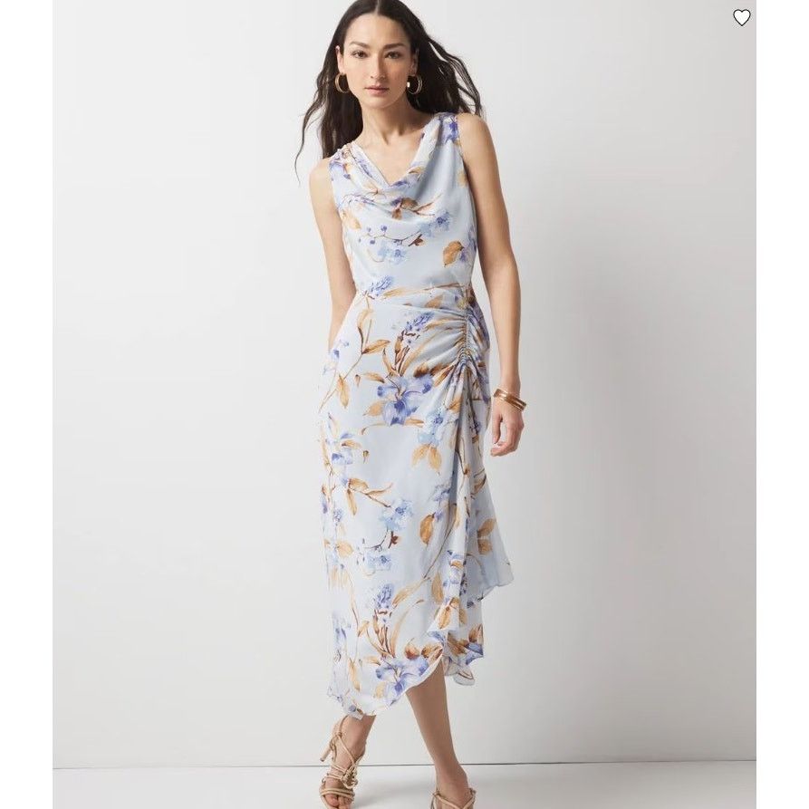 White House Black Market WHBM White House Black Market Cowl Neck Ruched Midi Dress 8 Size M / US 6-8 / IT 42-44 - 1 Thumbnail