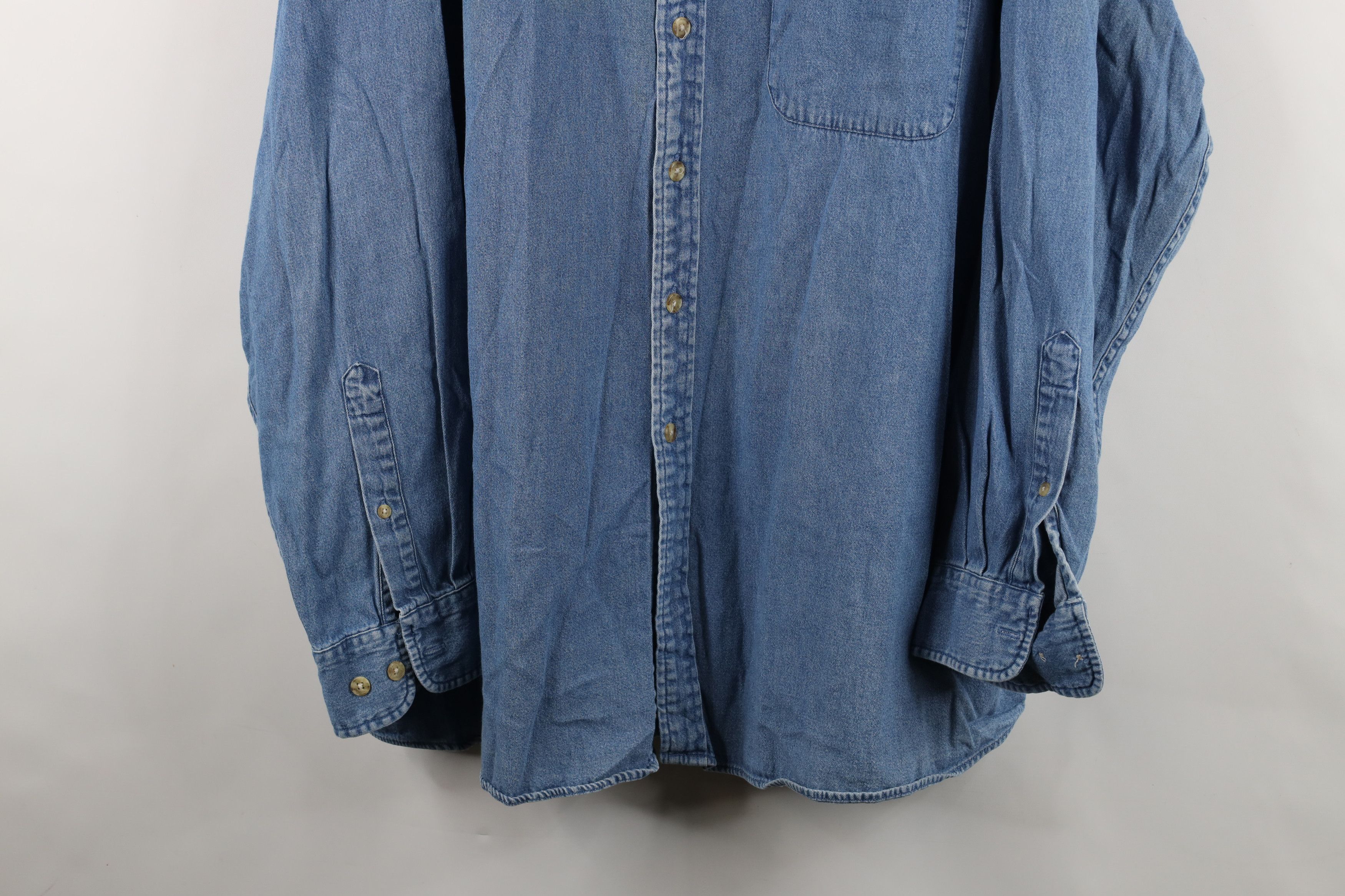 Vintage Vintage 90s Streetwear Denim Jean Collared Button Down Shirt Size US XXL / EU 58 / 5 - 3 Thumbnail