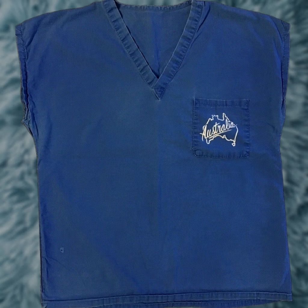 Camel VINTAGE Safari Shirt Mens S Blue Camel Hunting Faded Sleeveless Boxy Graphic Tee 70s 90s Grunge Ocean Pacific Beach Surf USA California Dogtown Hippie Size US S / EU 44-46 / 1 - 1 Thumbnail