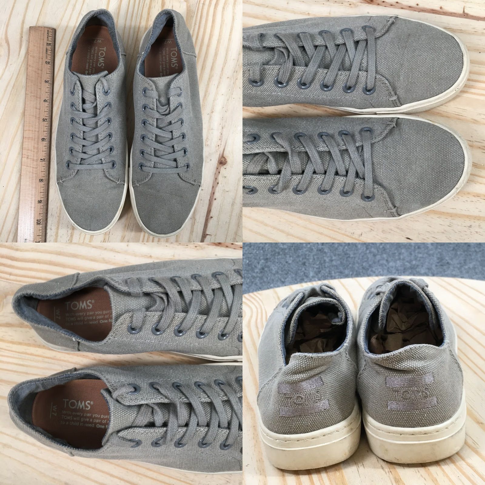 Toms TOMS Lenox Sneakers Gray Canvas Lace Up Low Top Comfort Womens 7 Shoes Casual Shoes Size M / US 6-8 / IT 42-44 - 8 Thumbnail