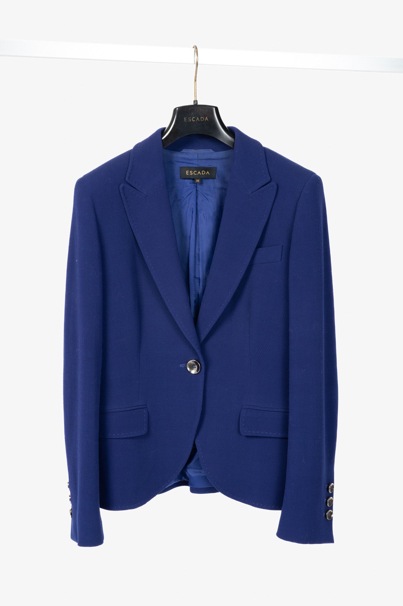 Escada Escada Brikena Ink Wool-Pique Blazer Size S / US 4 / IT 40 - 1 Thumbnail