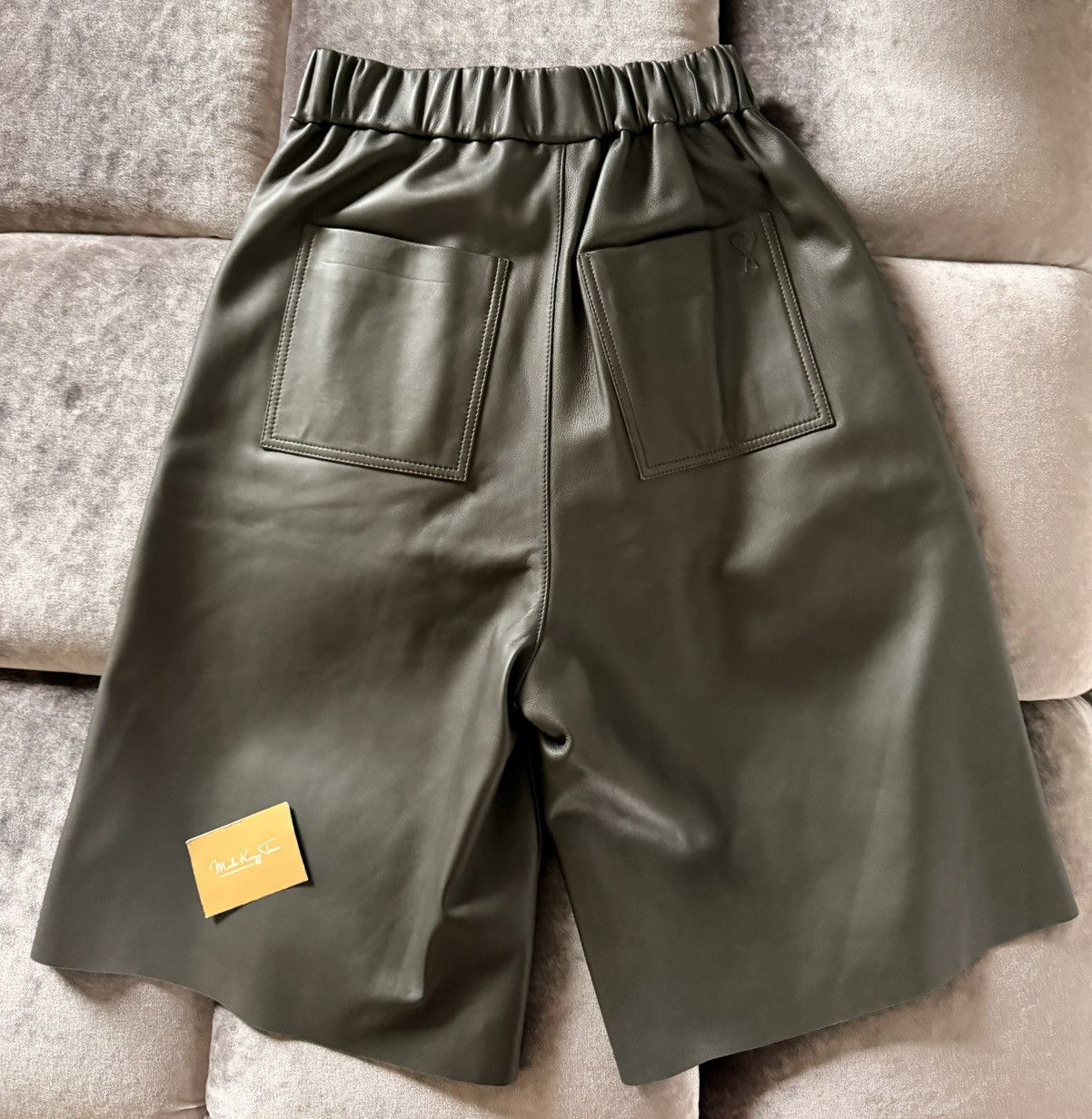 AMI New ! $1160 Ami Paris Dark Olive Green Lamb Leather Bermudas Size US 32 / EU 48 - 11 Thumbnail