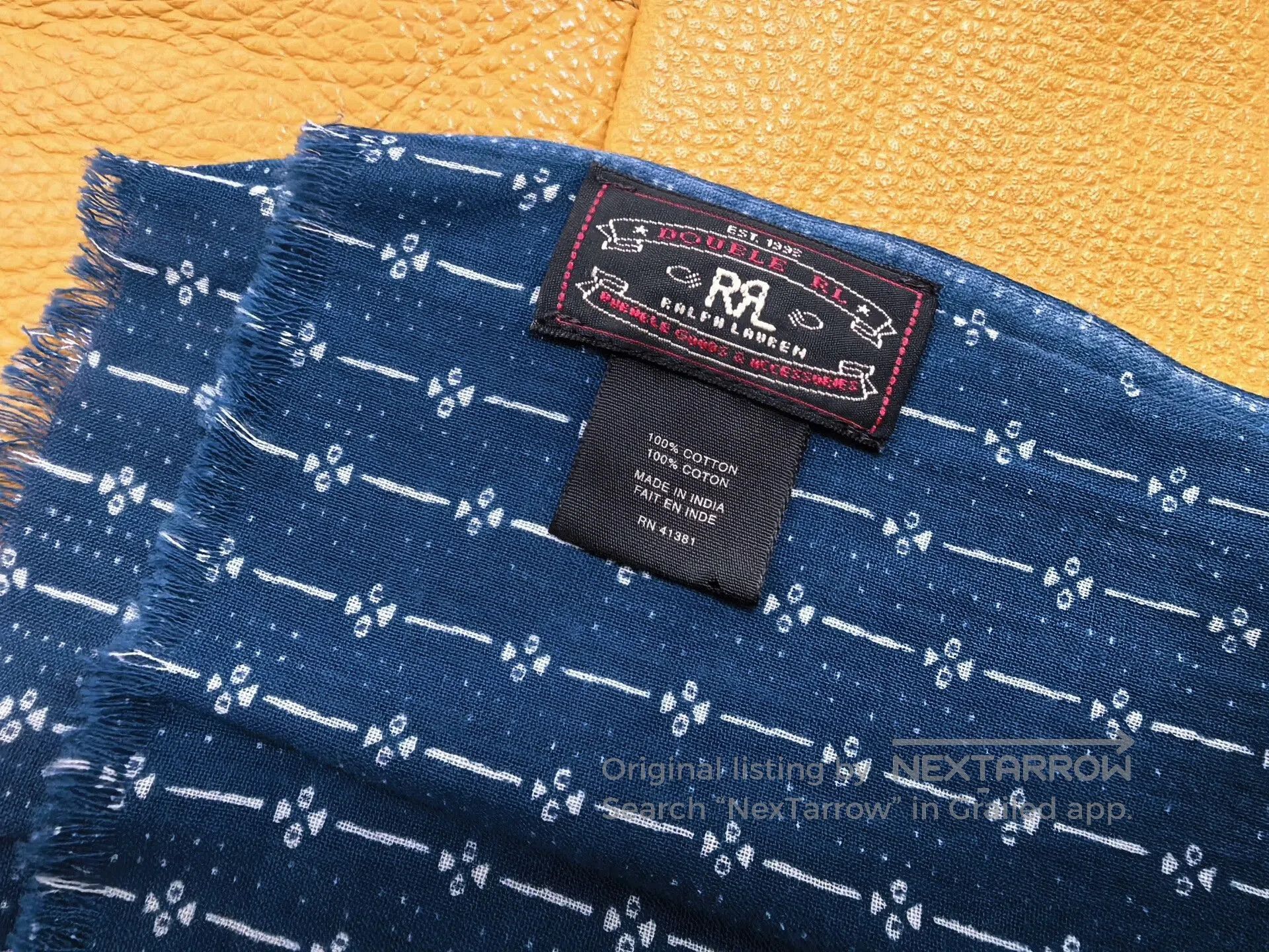 RRL Ralph Lauren RRL Indigo Cat Claw Stripe Scarf. Size ONE SIZE - 5 Thumbnail