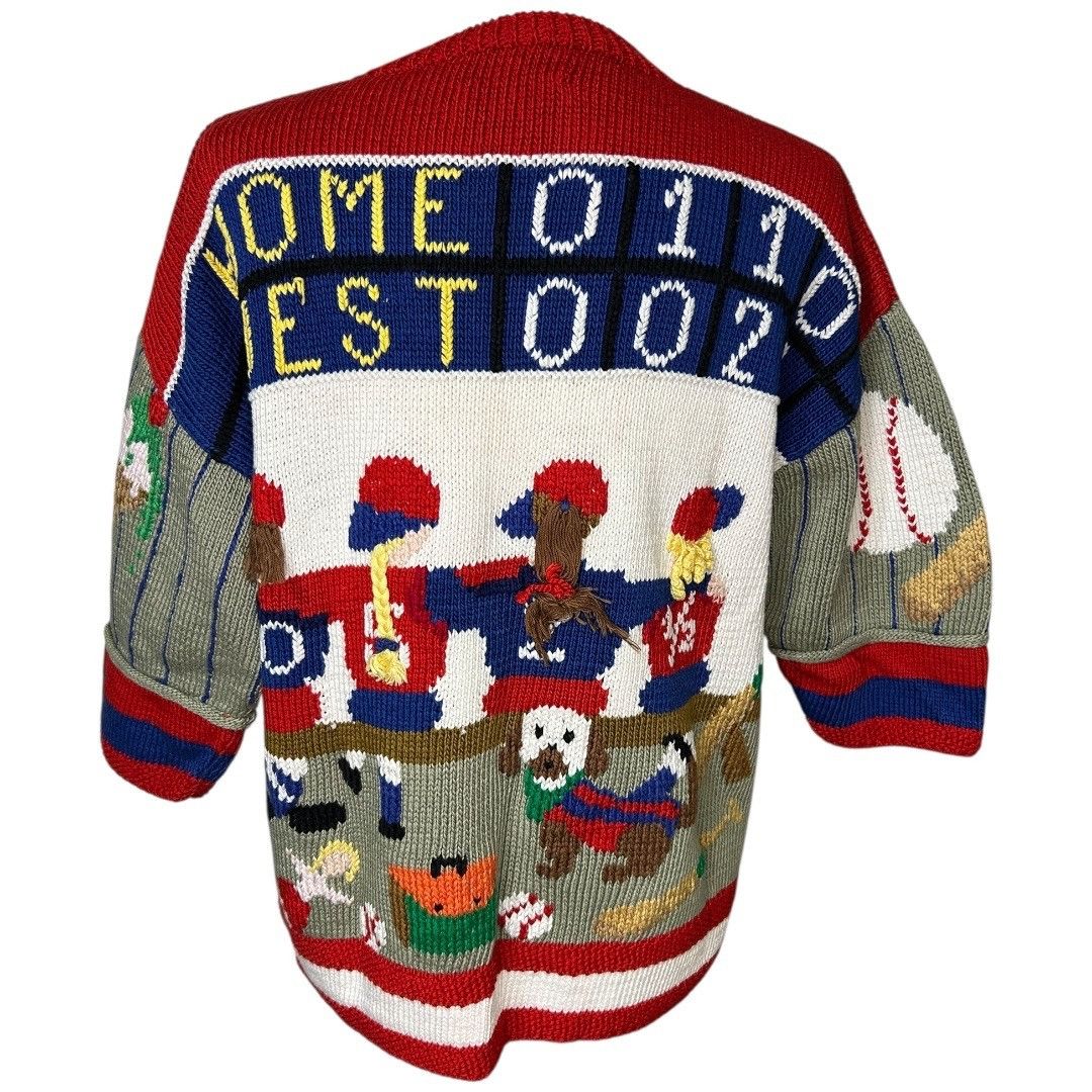 Other Vintage 1988 Berek Hand-Knit Baseball Themed Sweater - Women Size M / US 6-8 / IT 42-44 - 2 Thumbnail