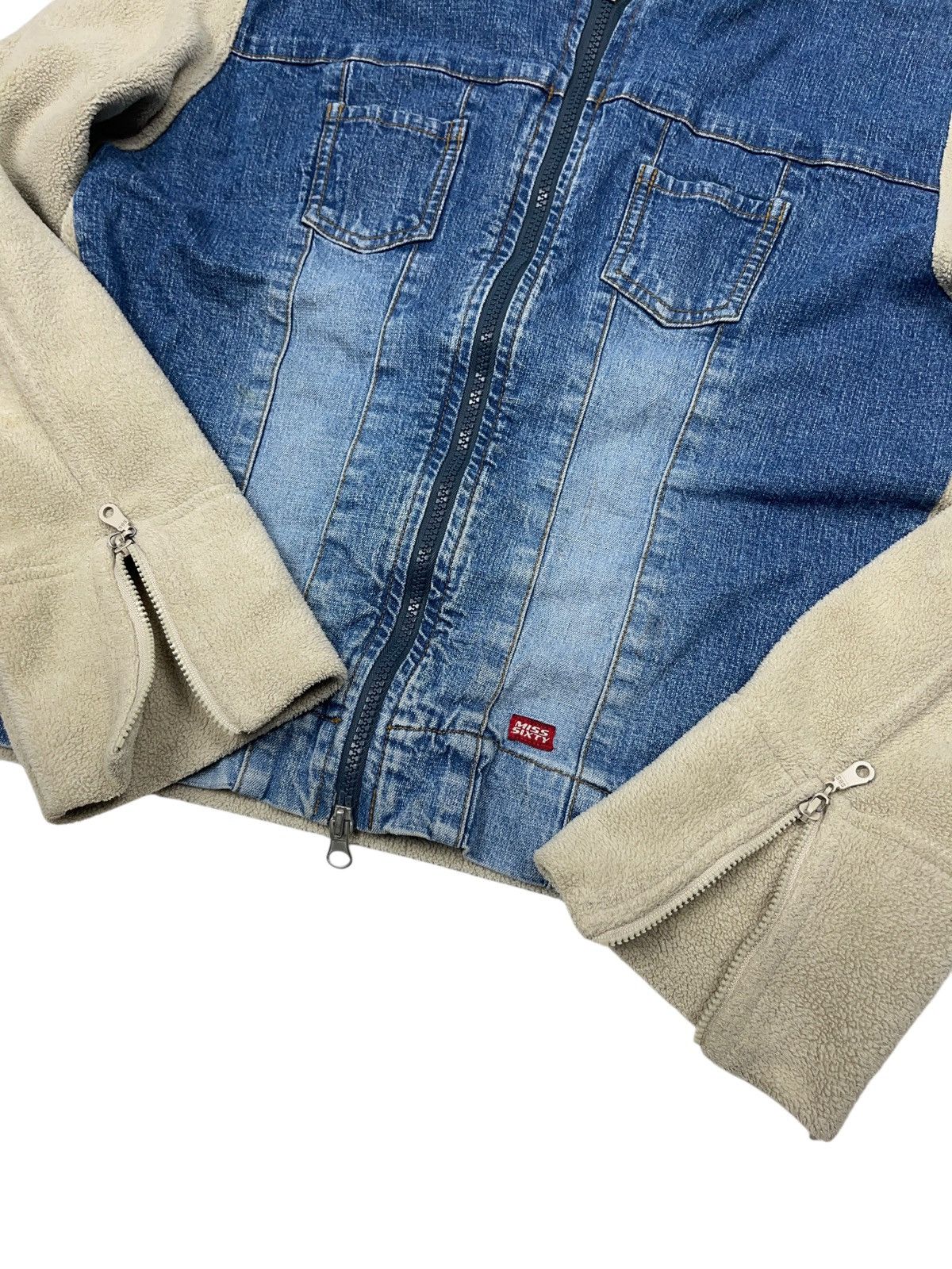 Japanese Brand × Miss Sixty × Vintage Vintage y2k Miss Sixty Denim Fleece Zip Jacket Hooded Size L / US 10 / IT 46 - 5 Thumbnail