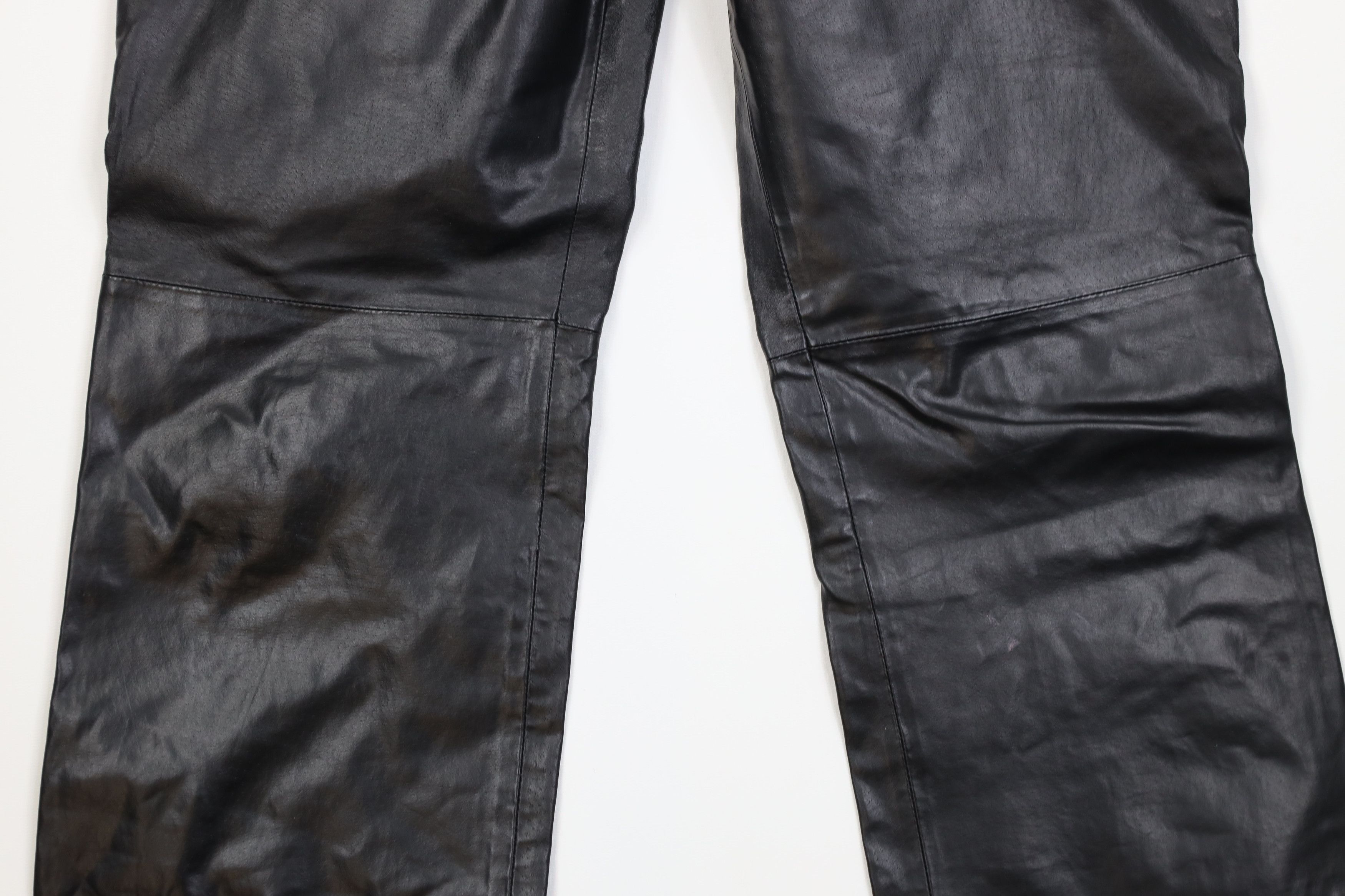 Vintage Vintage 90s Streetwear Leather Straight Leg Pants Black Size 30" / US 8 / IT 44 - 3 Thumbnail