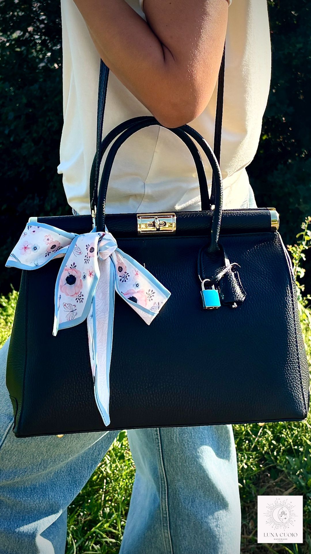 Vera Pelle Elegant Black Bag Leather Tote From Florence Size ONE SIZE - 2 Thumbnail