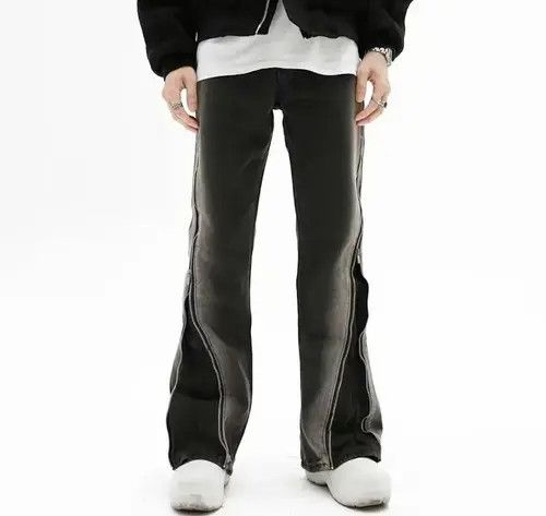 Japanese Brand Miyuki x Riho Split Zipper Baggy Flare Men Jeans Size US 34 / EU 50 - 1 Thumbnail