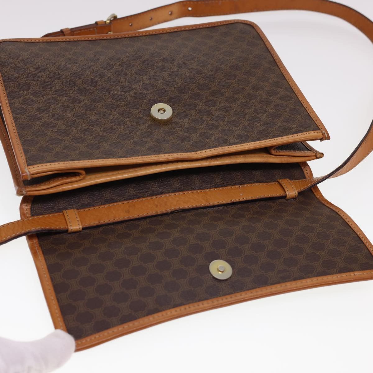 Celine CELINE Macadam Canvas Shoulder Bag Pvc Leather Brown Size ONE SIZE - 10 Thumbnail